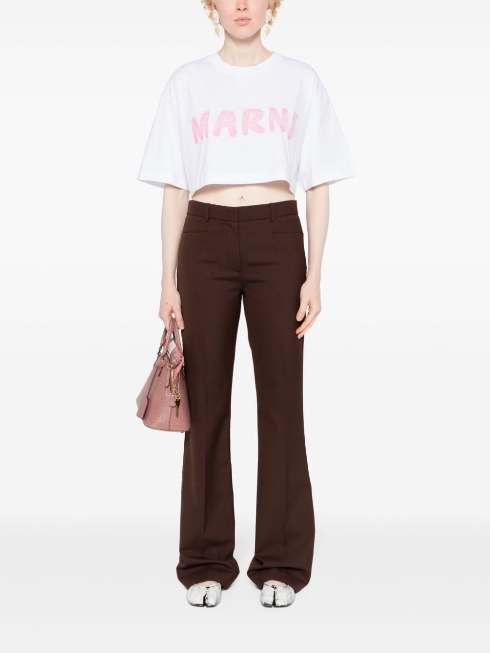 logo-print cropped T-shirt - 2