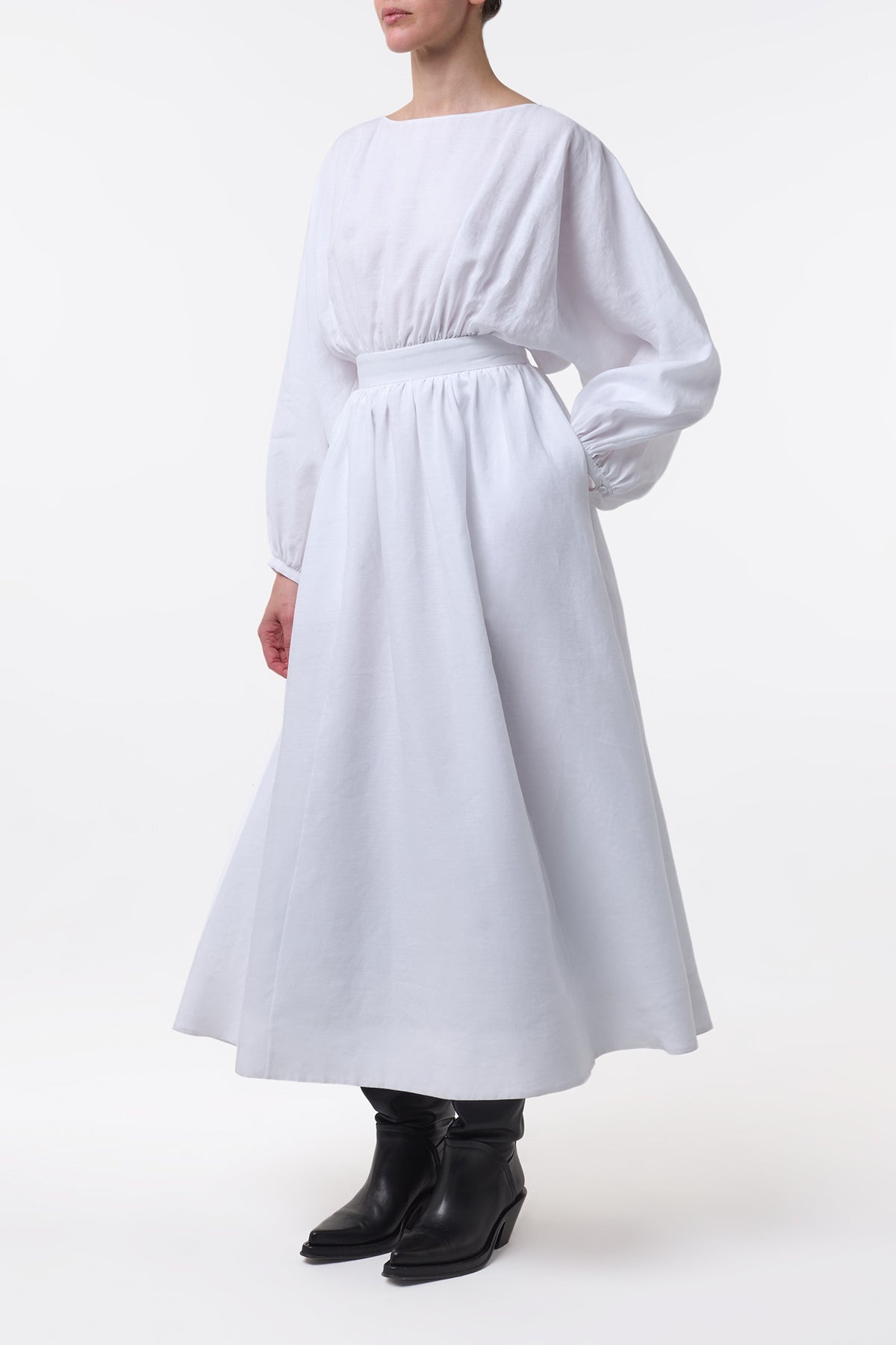 Ahmose Maxi Dress in White Aloe Linen - 4