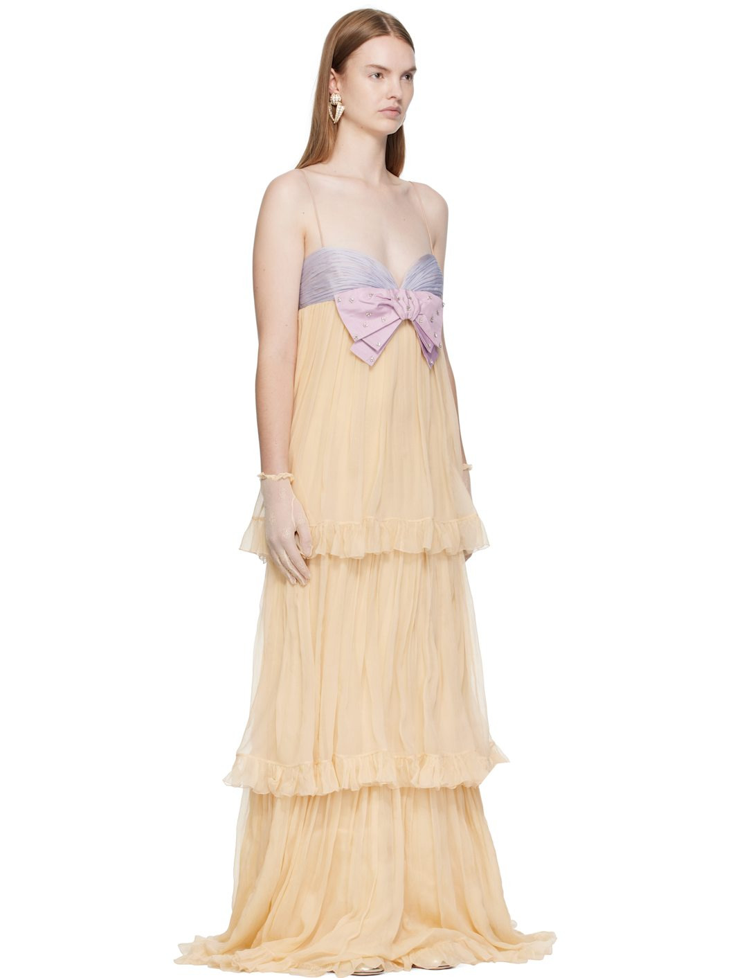 Beige Silk Maxi Dress - 2