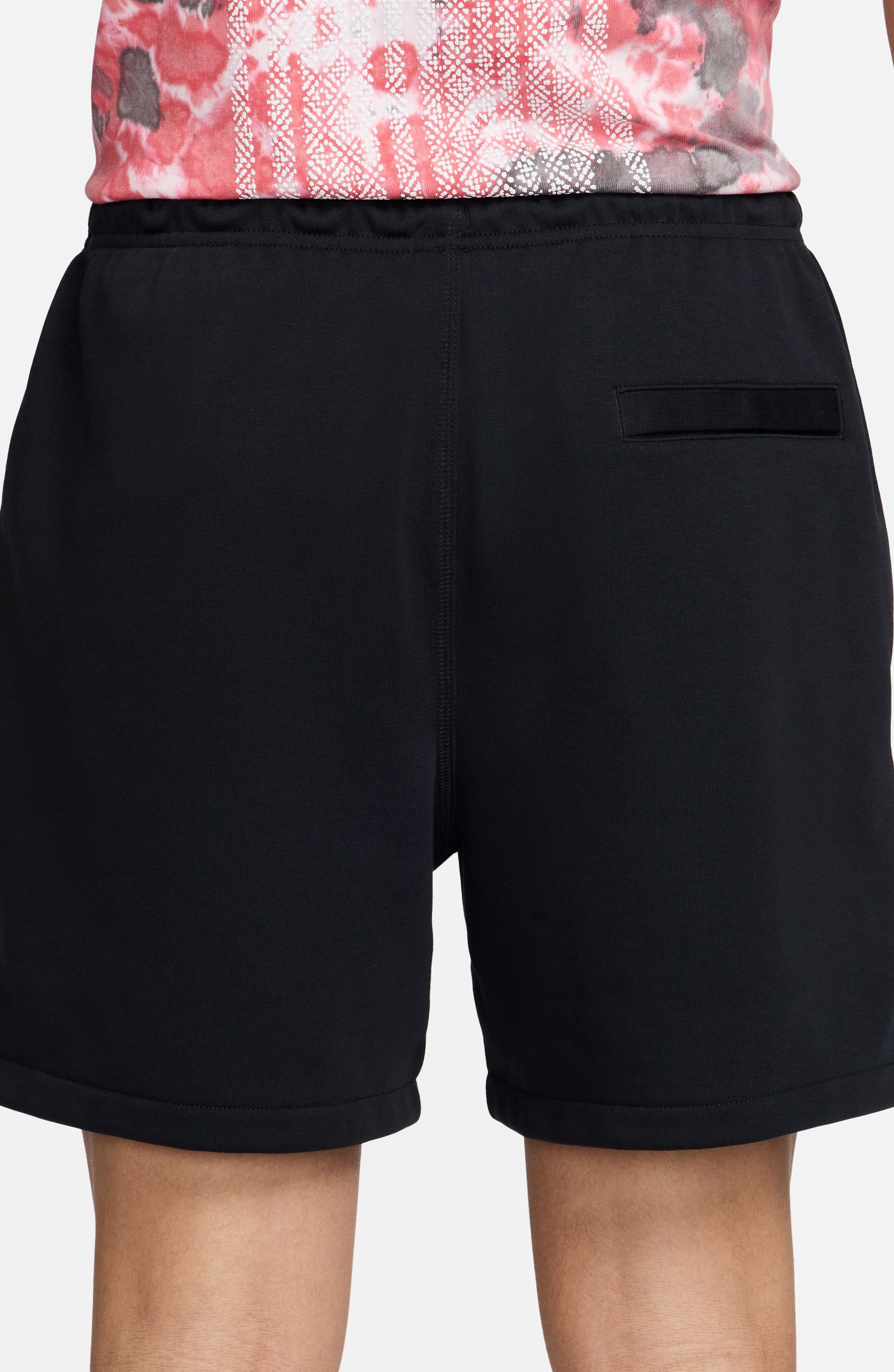 Nike Club French Terry Flow Shorts in Black/Black/White at Nordstrom - 2