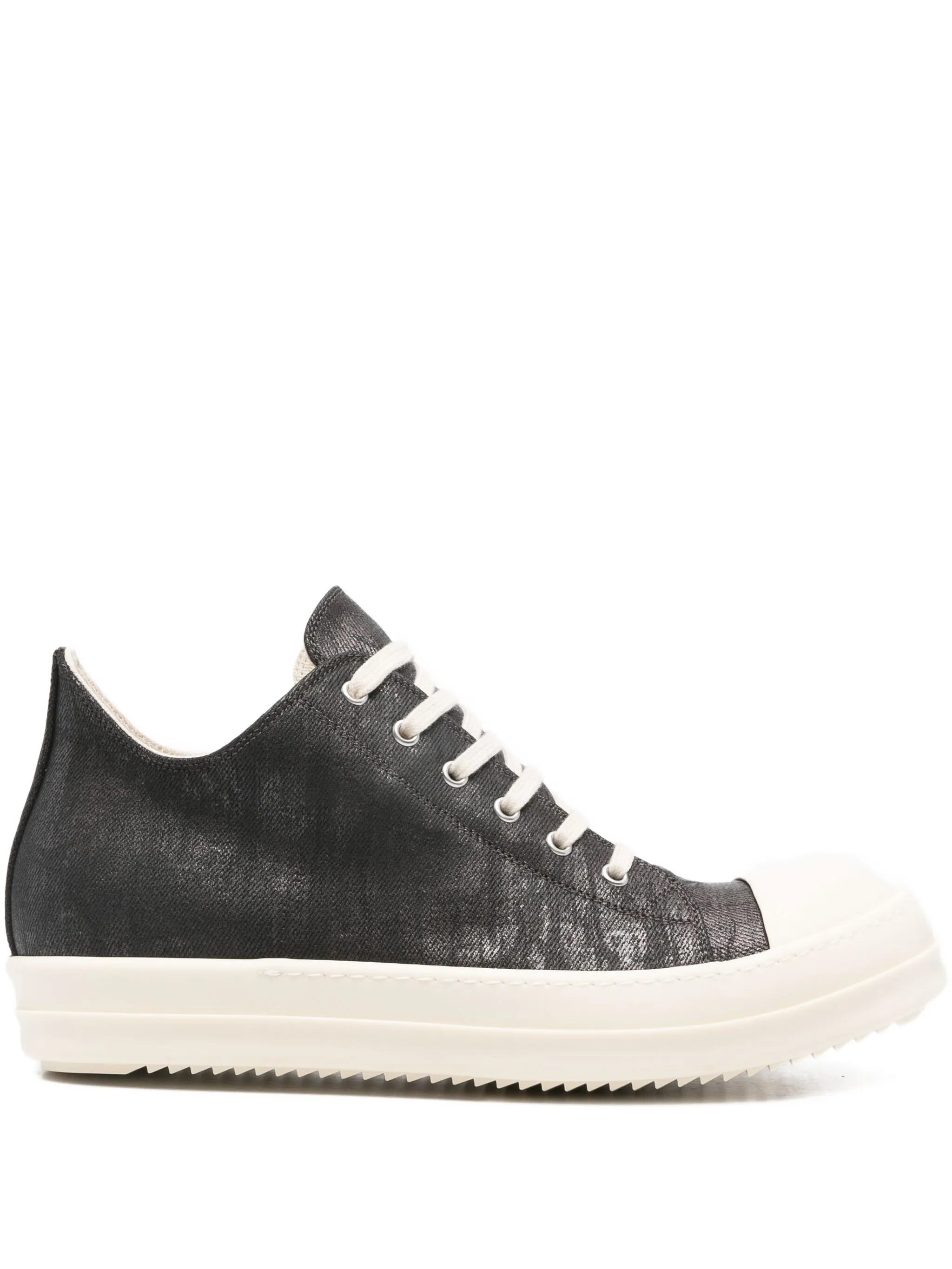 metallic denim low-top trainers - 1