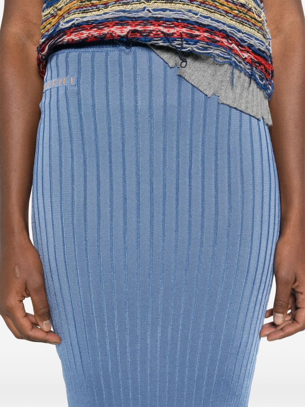 jacquard-logo ribbed maxi skirt - 5