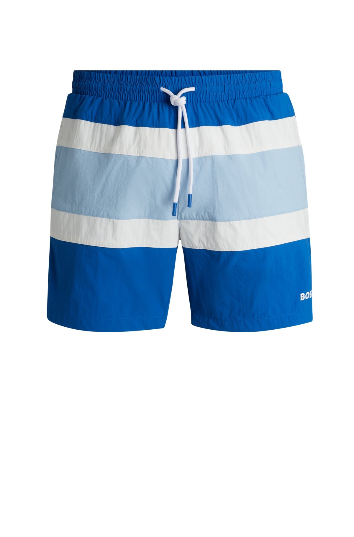 QUICK-DRY SWIM SHORTS WITH BLOCK STRIPES - 1