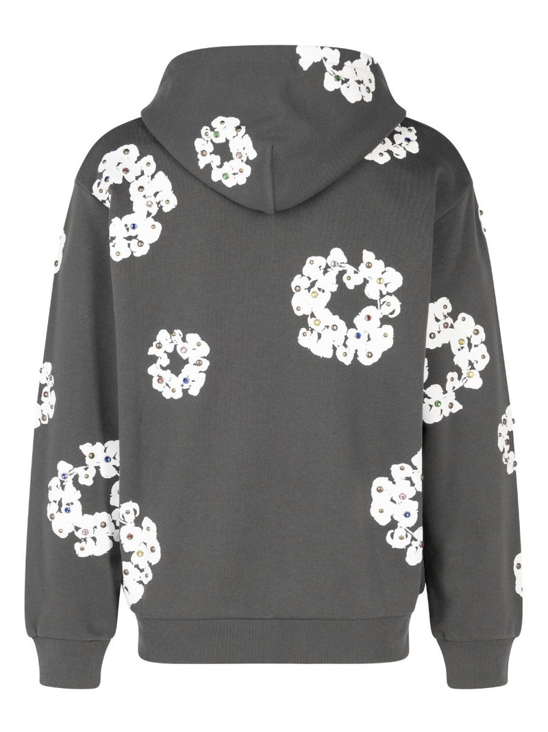 DENIM TEARS Rhinestone Wreath zip hoodie outlook