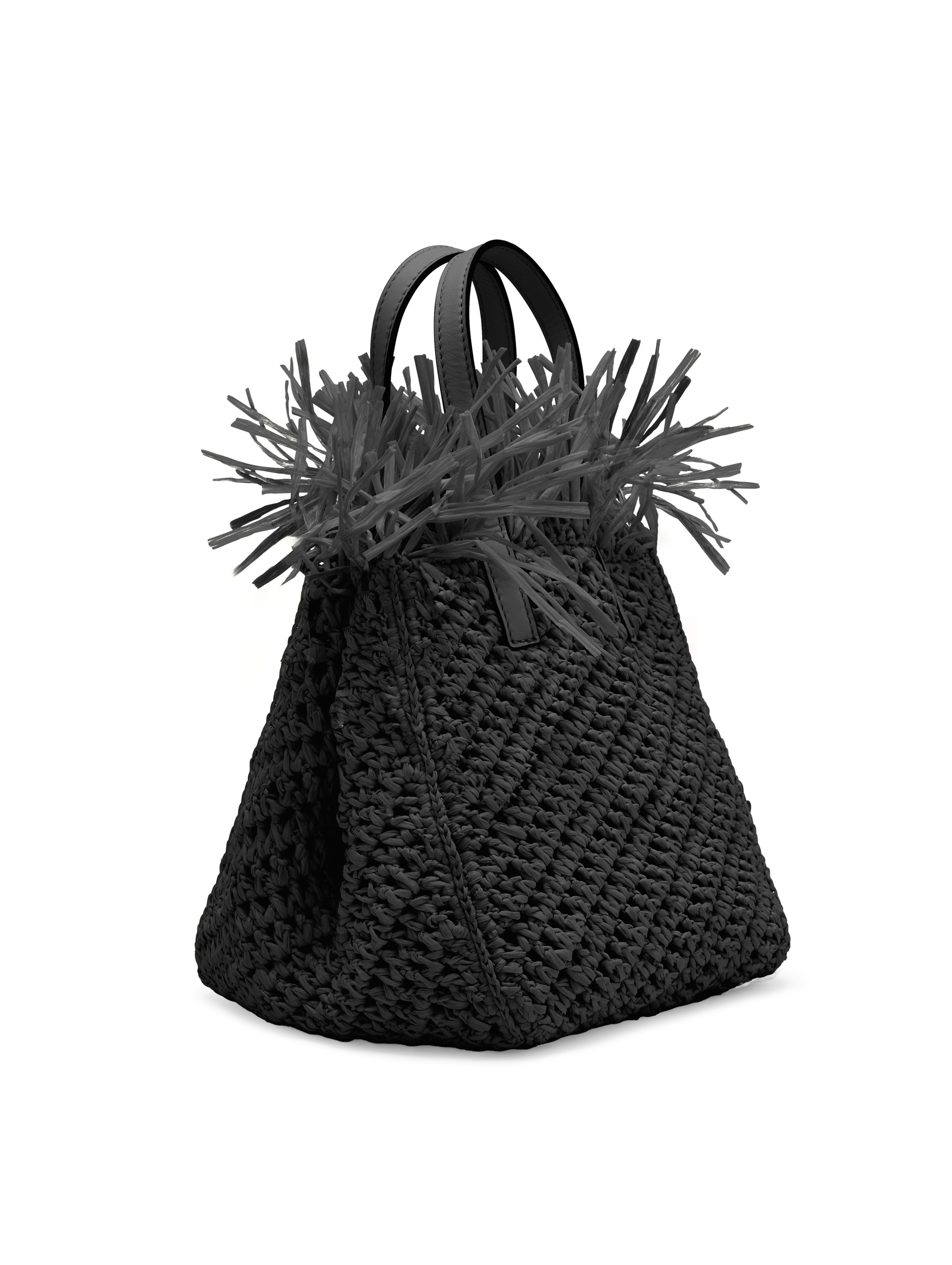 SMALL RAFFIA CROCHET SQUARE TOTE - 2