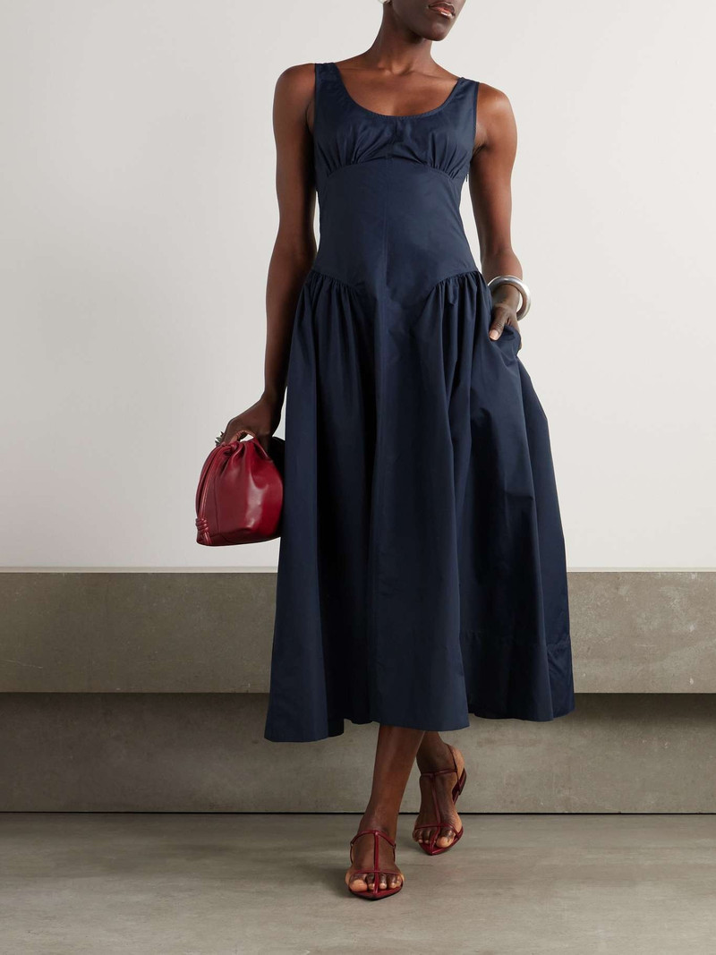 Proenza Schouler Kendall pleated paneled shell midi dress Navy outlook