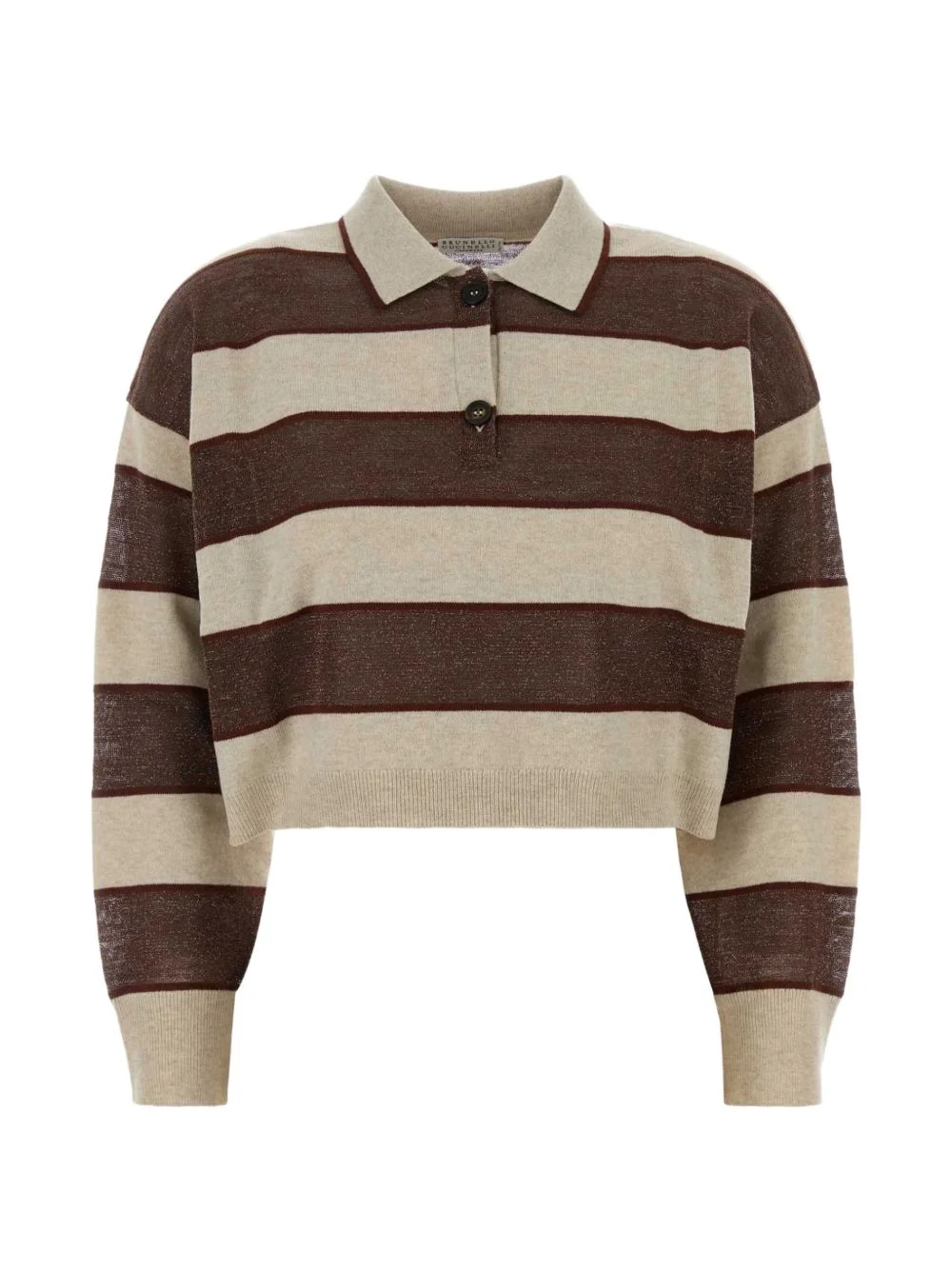 cropped striped-pattern polo shirt - 1