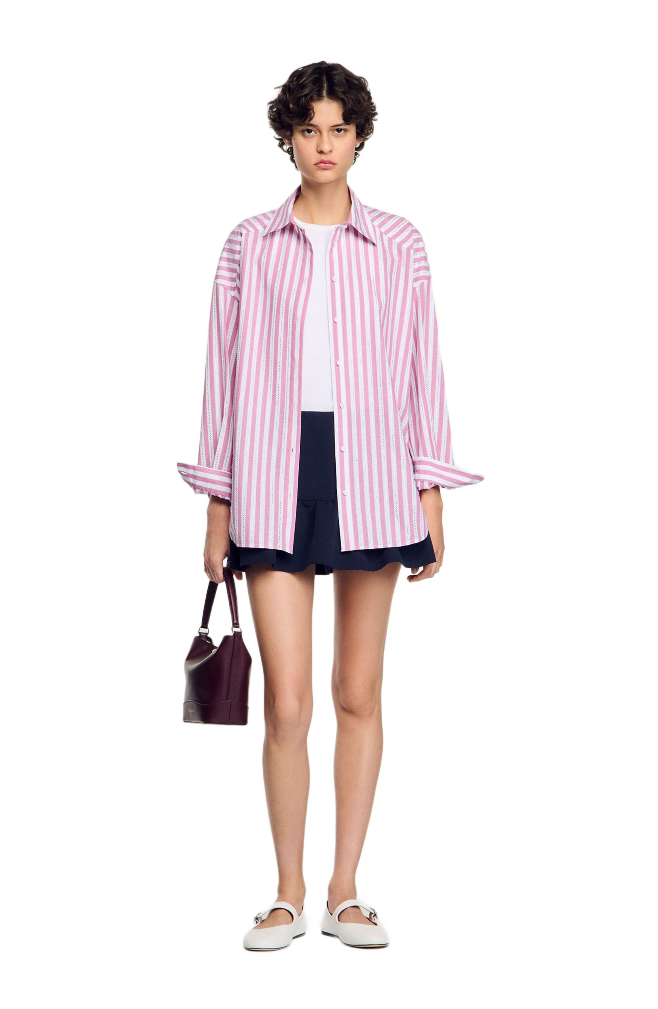 SANDRO Striped rhinestone shirt in Pink at Nordstrom - 6