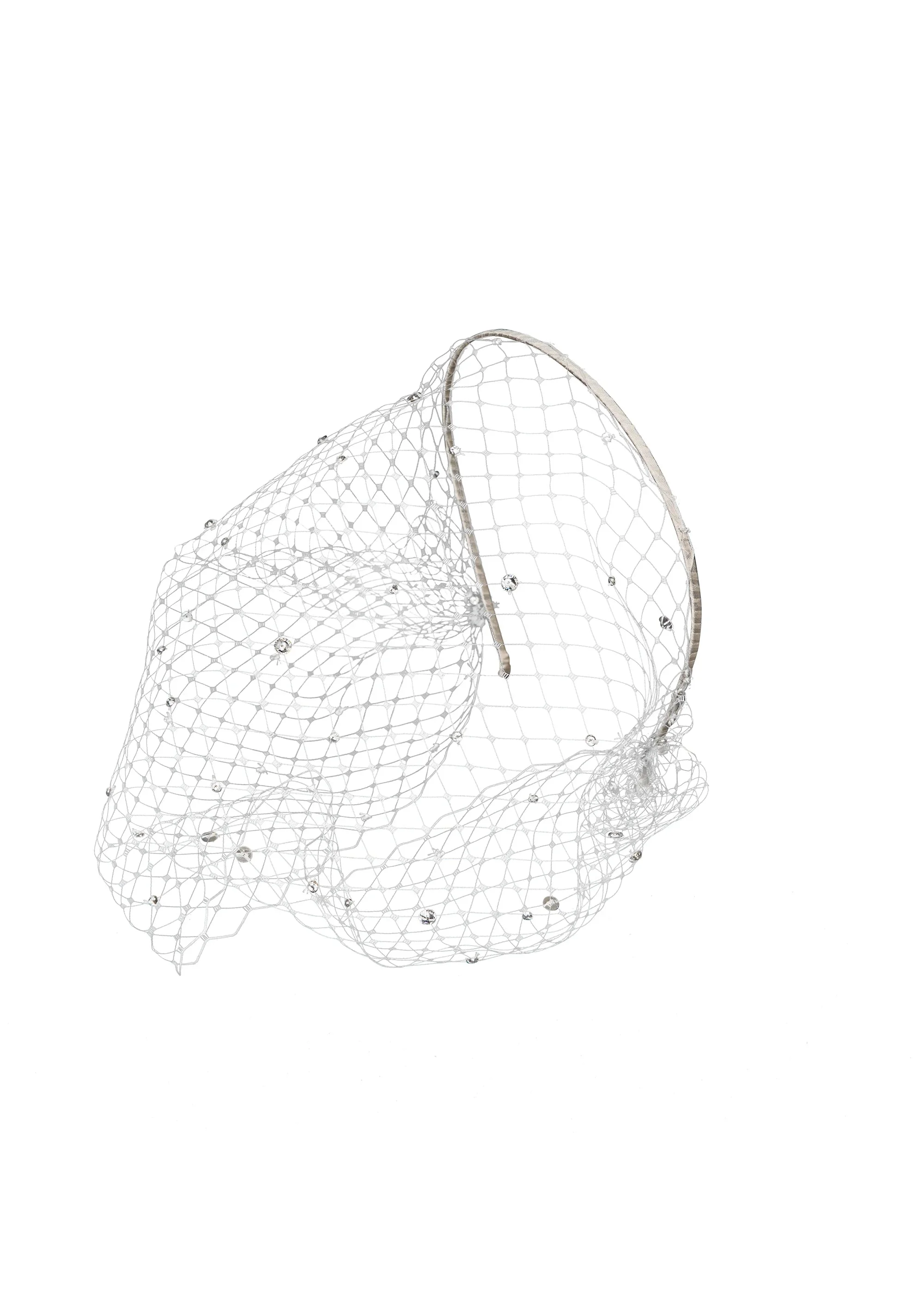Voilette Headband with Scattered Crystals - 1