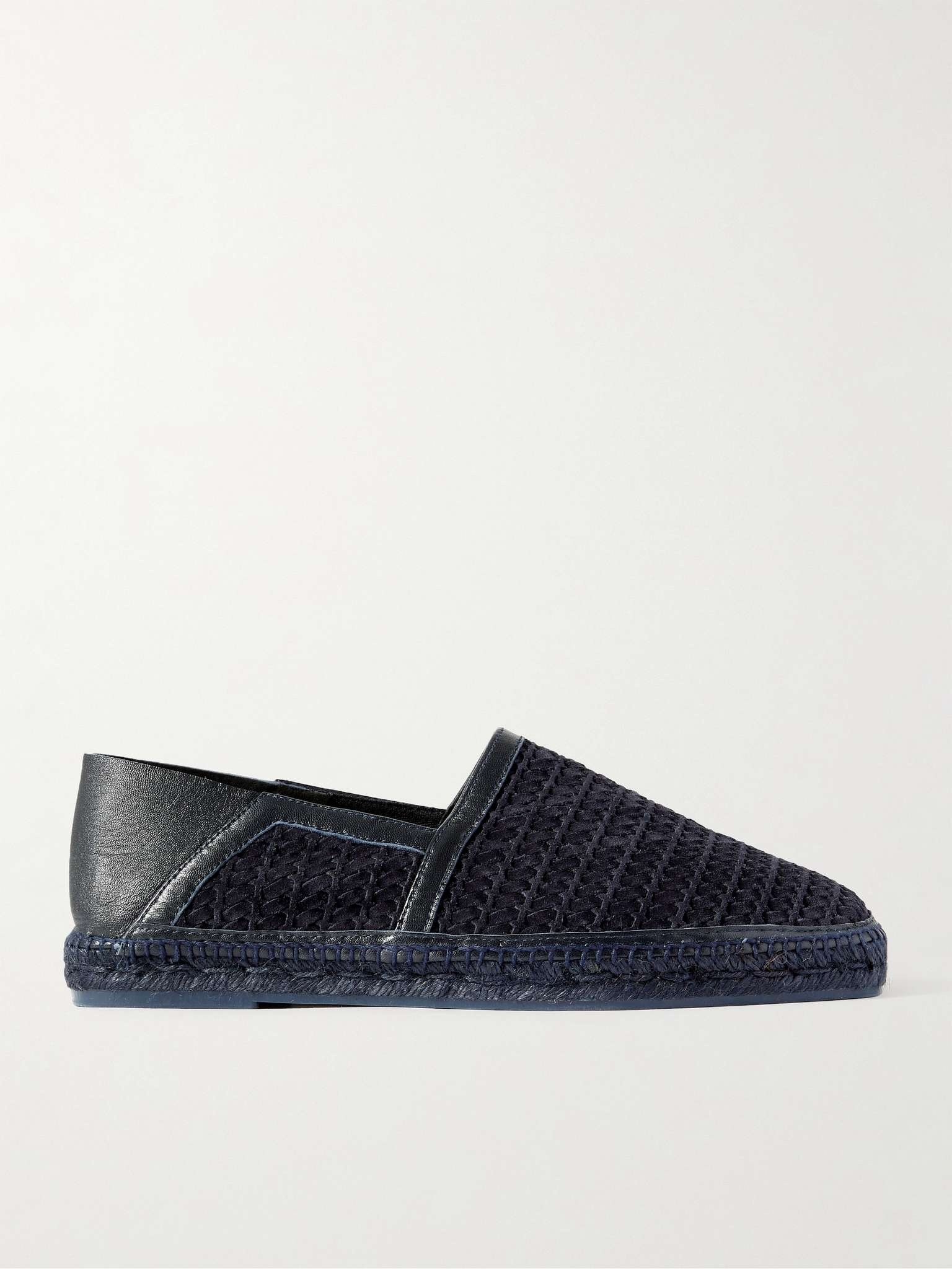 Barnes Collapsible-Heel Woven Suede and Leather Espadrilles - 1