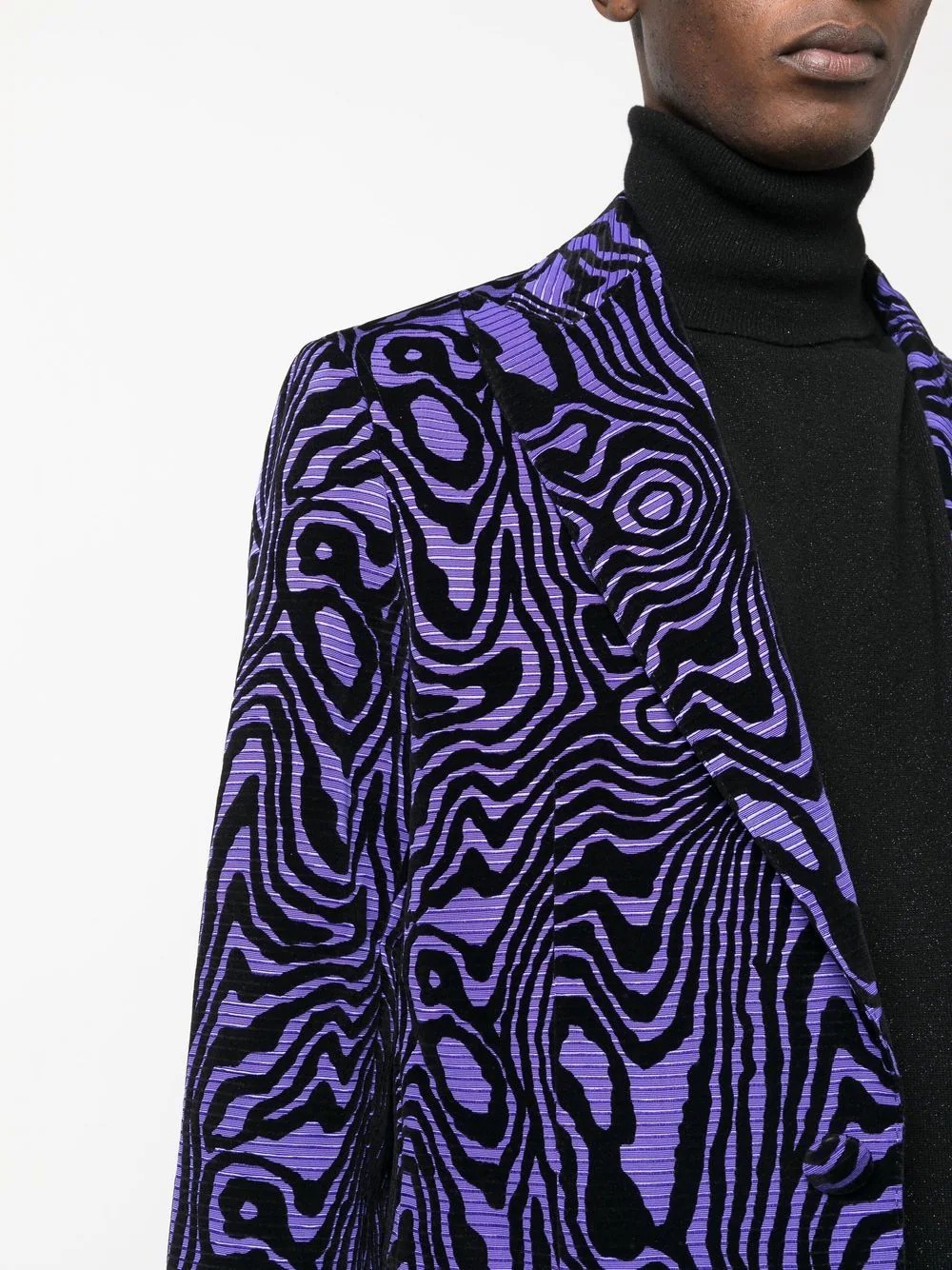 abstract-pattern single-breasted coat - 5