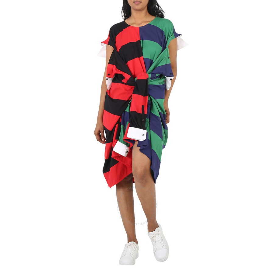 Burberry Striped Cotton Reconstructed Rugby Shirt Dress, Size One Size - 3