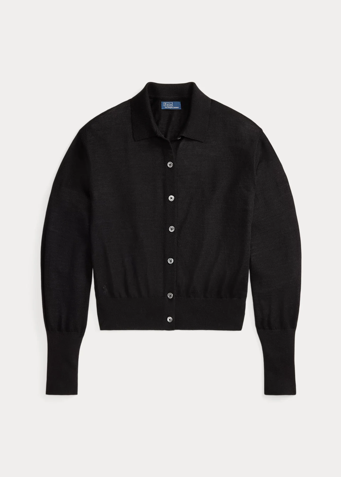 Polo-Collar Wool Blouson Cardigan - 1