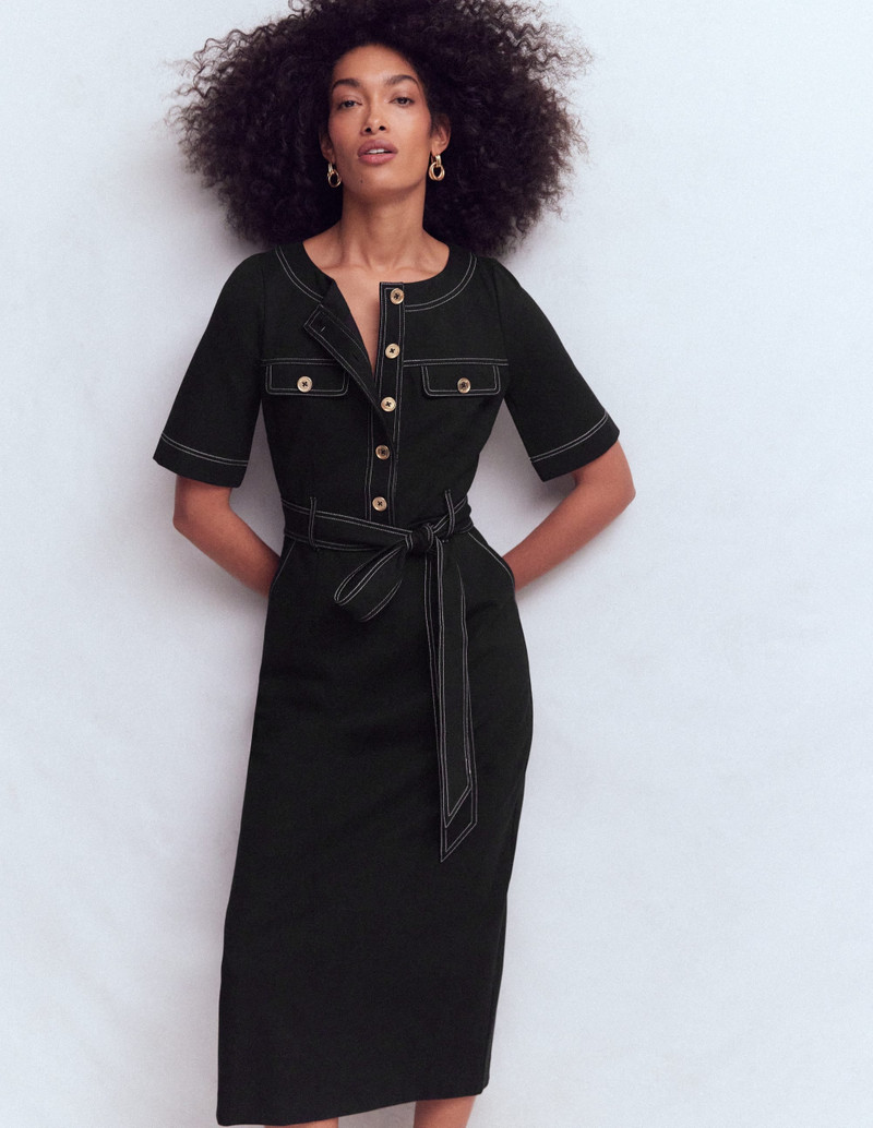 Bria Ponte Midi Dress-Black 5