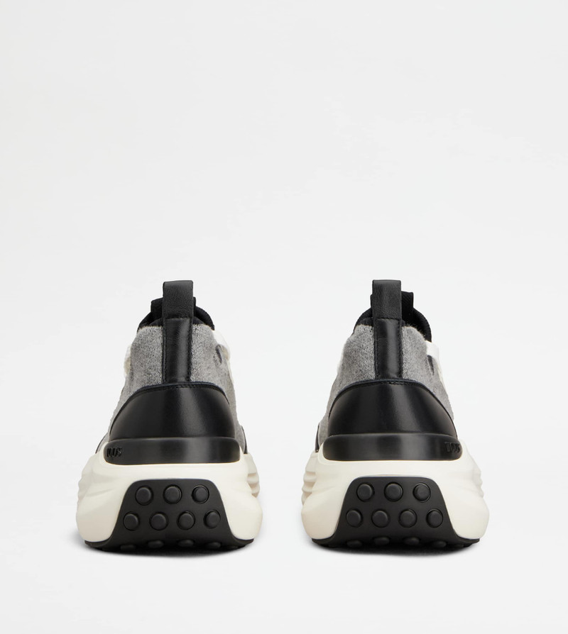 Tod's SNEAKERS IN FABRIC AND LEATHER - BLACK, WHITE outlook