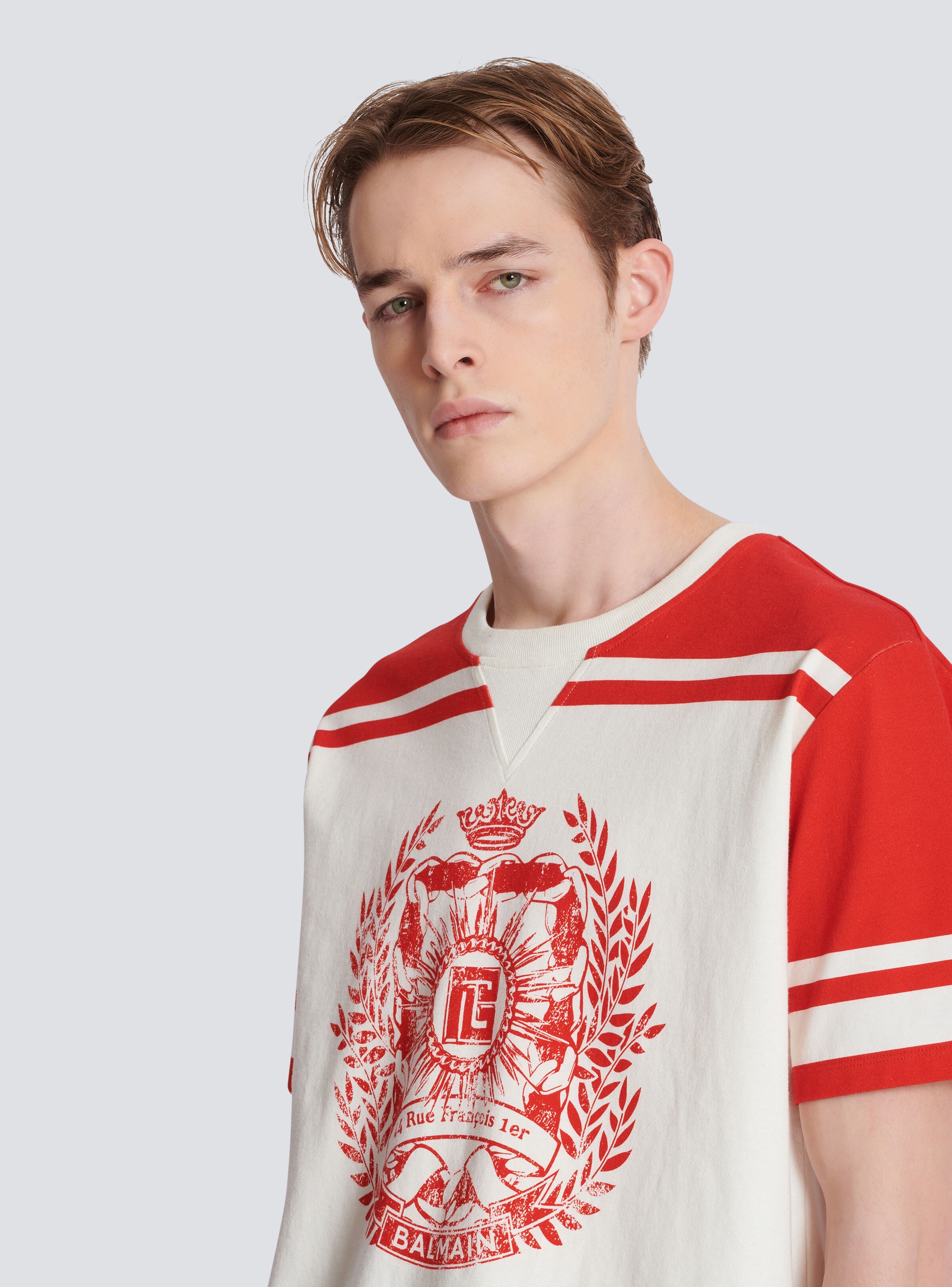 Varsity T-shirt with Balmain Écusson print - 7