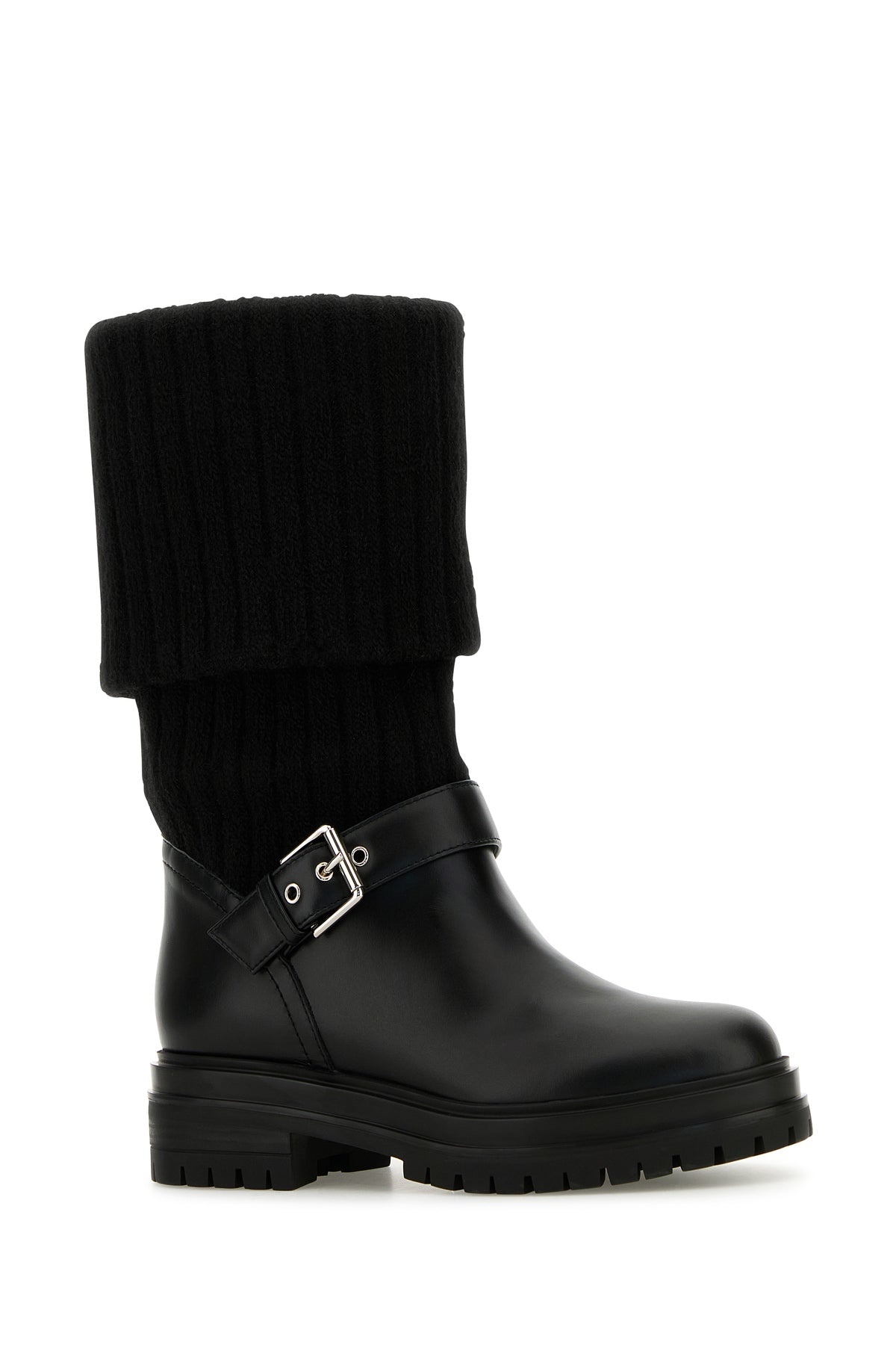 Black leather and fabric Thurso boots - 2
