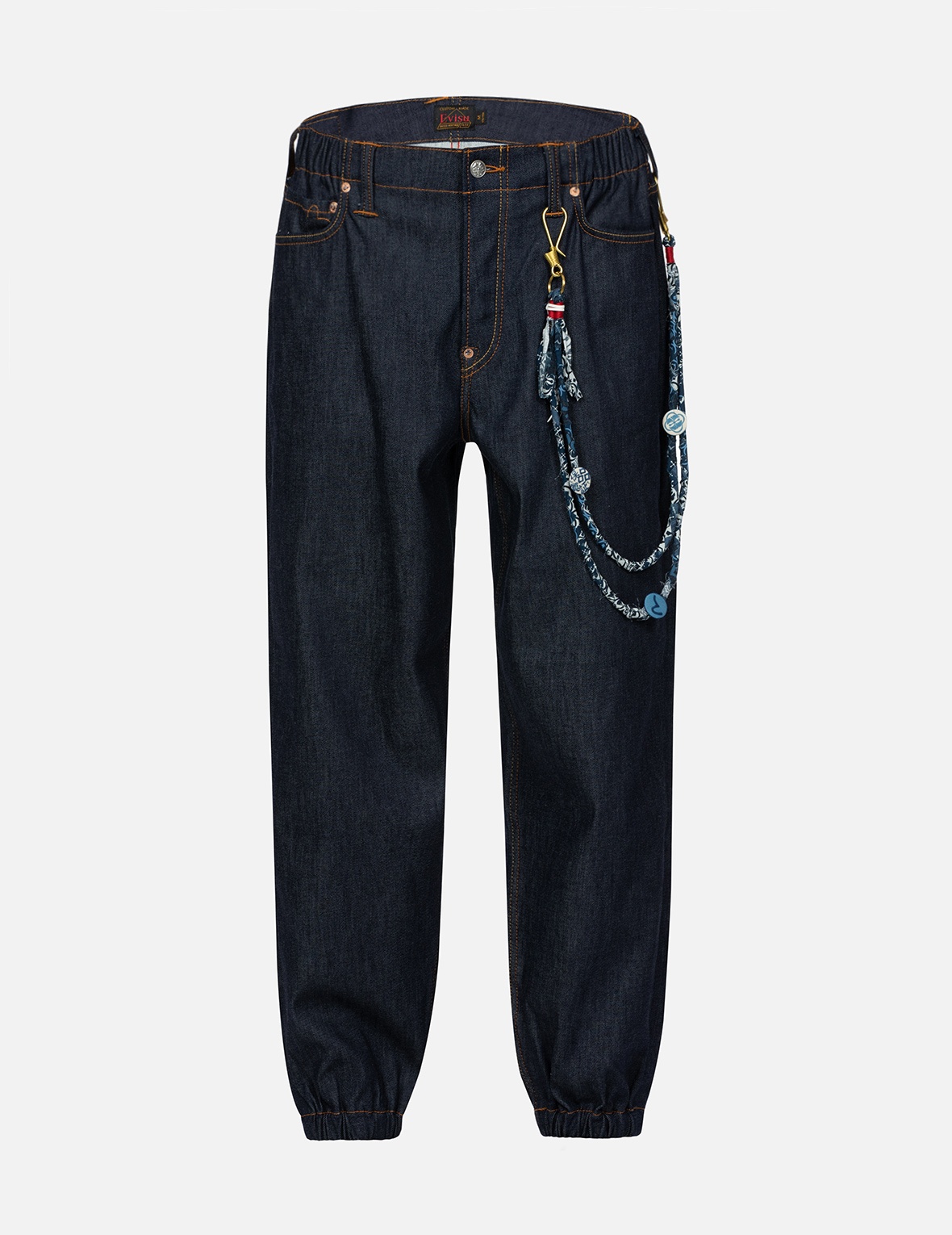 SEAGULL PRINT WITH DENIM CHAIN RELAX FIT DENIM JOGGERS - 1