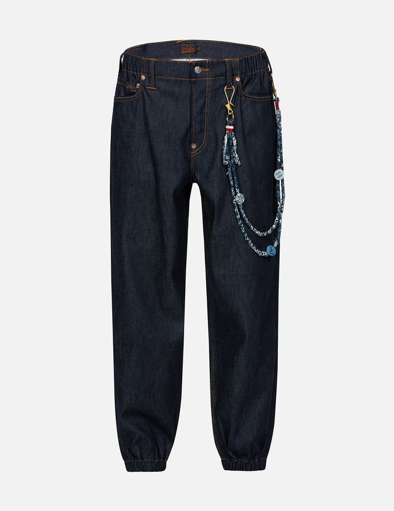 SEAGULL PRINT WITH DENIM CHAIN RELAX FIT DENIM JOGGERS 1
