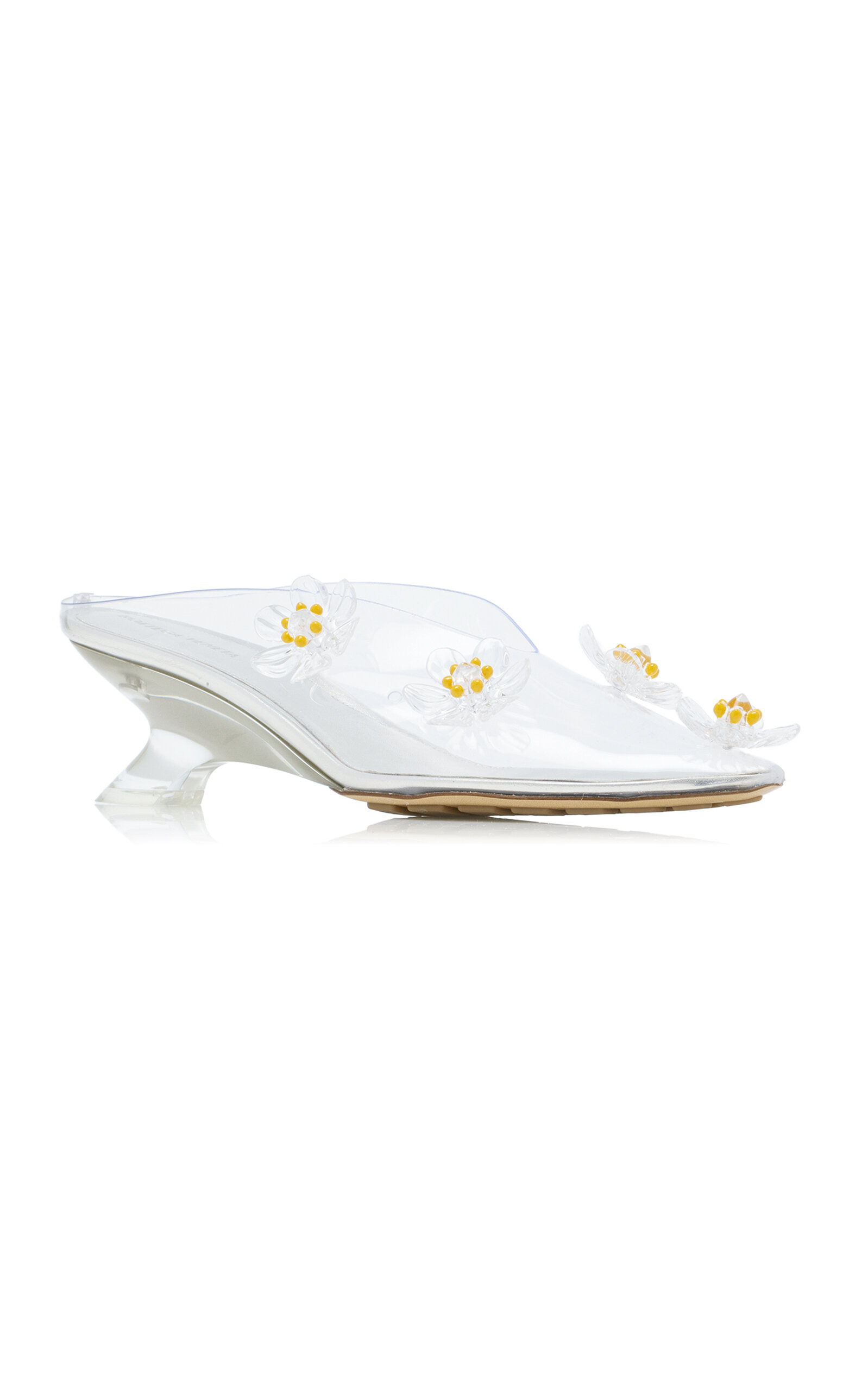 Floral-Appliquéd Plexi Mule Pumps white - 5