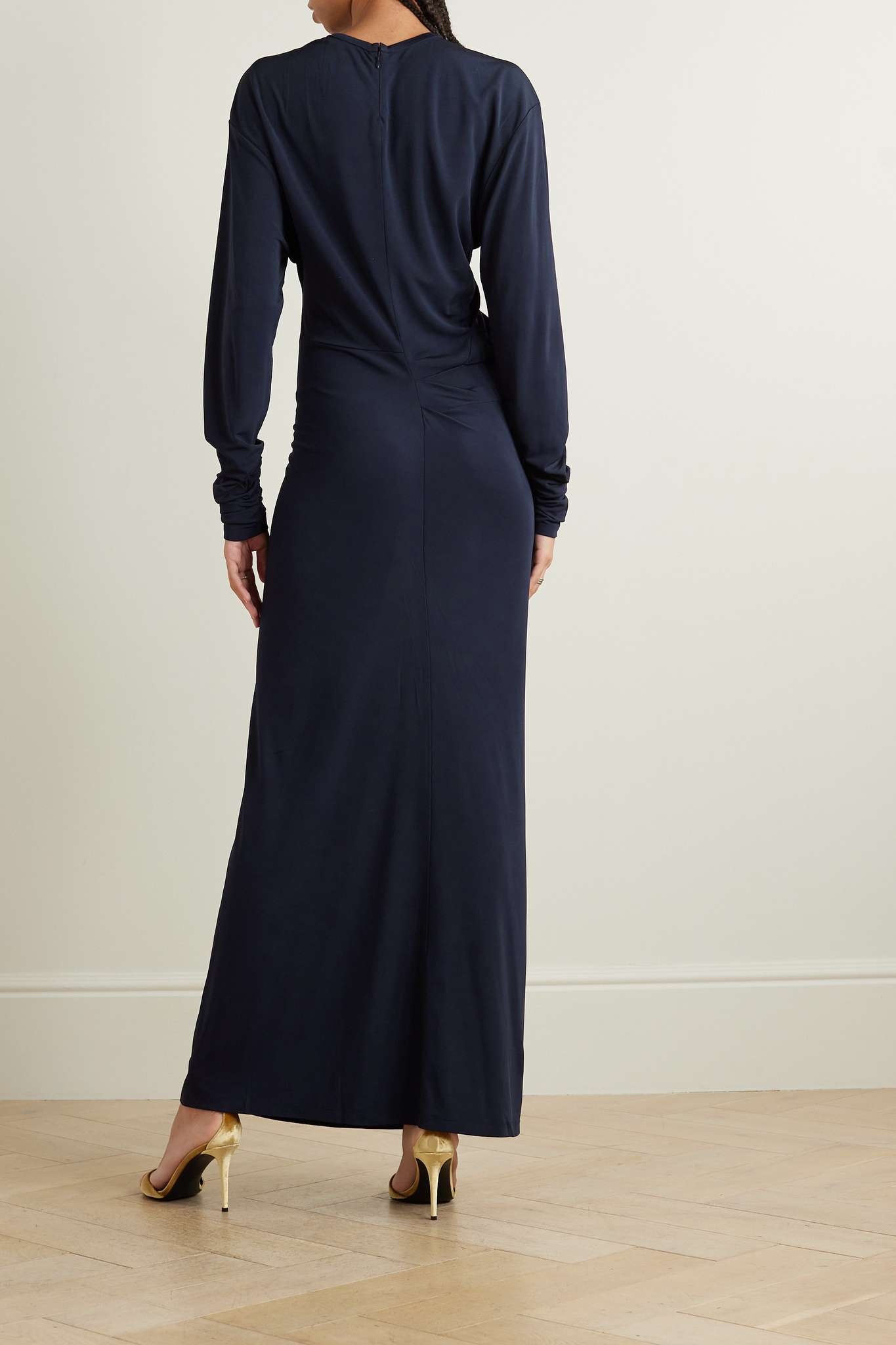 Draped glossed-jersey maxi dress - 3