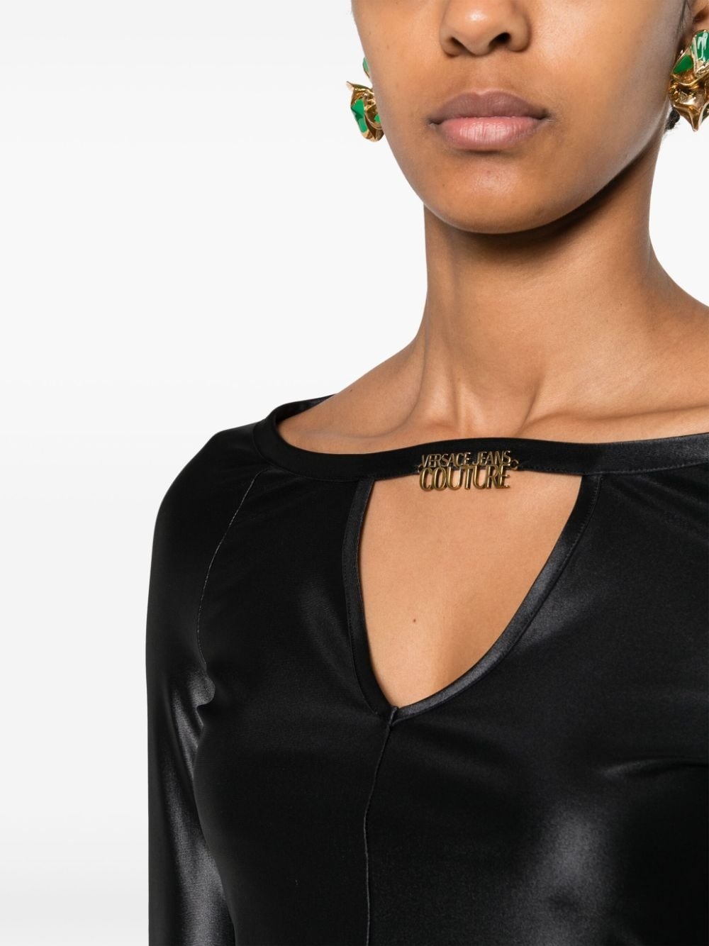 logo-plaque jersey crop top - 5