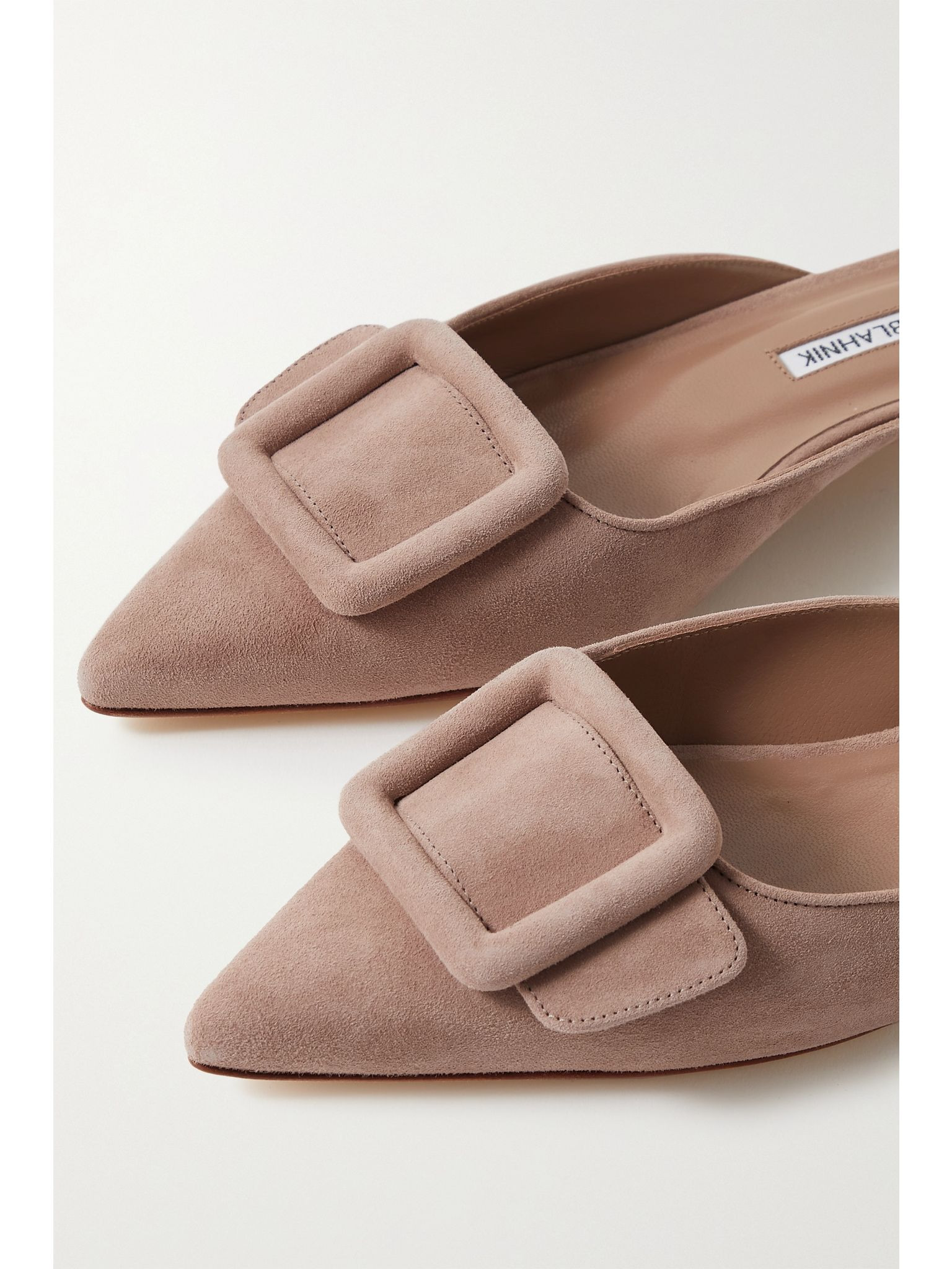 Maysale buckled suede point-toe flats Taupe - 4
