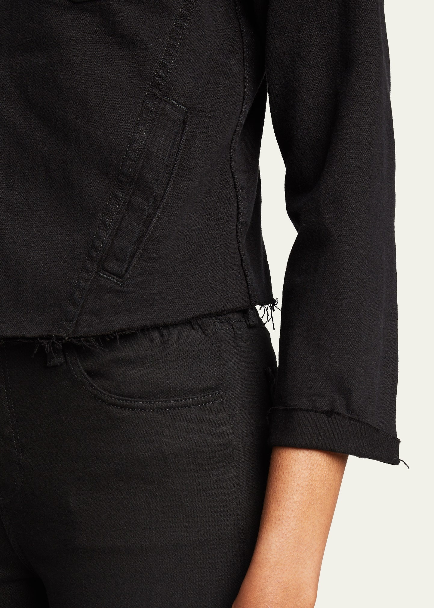 Janelle Slim Raw-Edge Denim Jacket - 5
