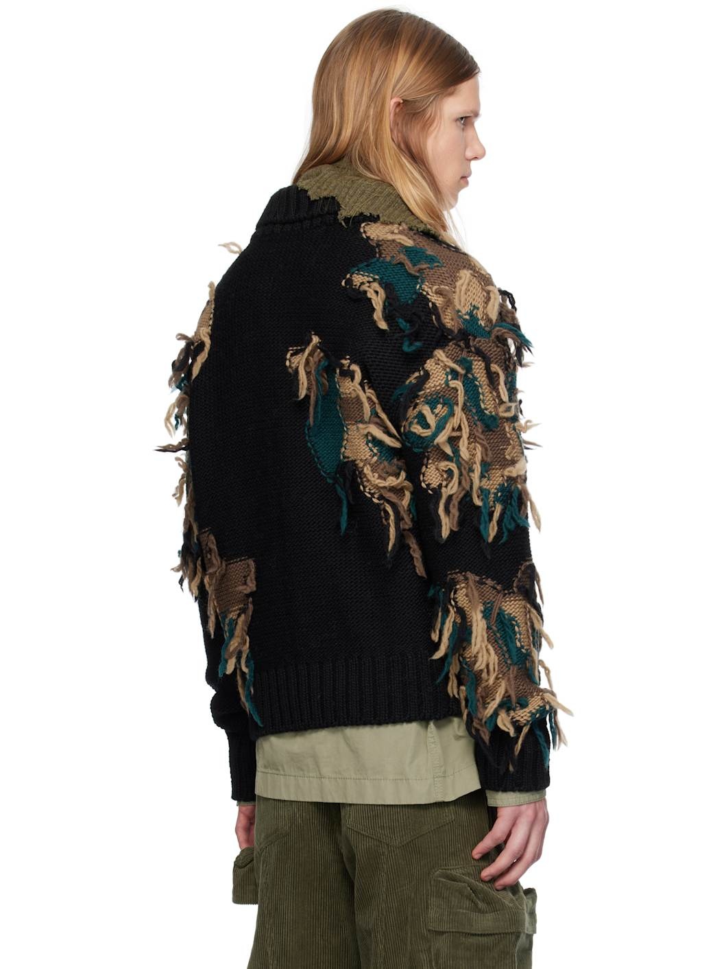Black New Camouflage Zip-Up Cardigan - 3
