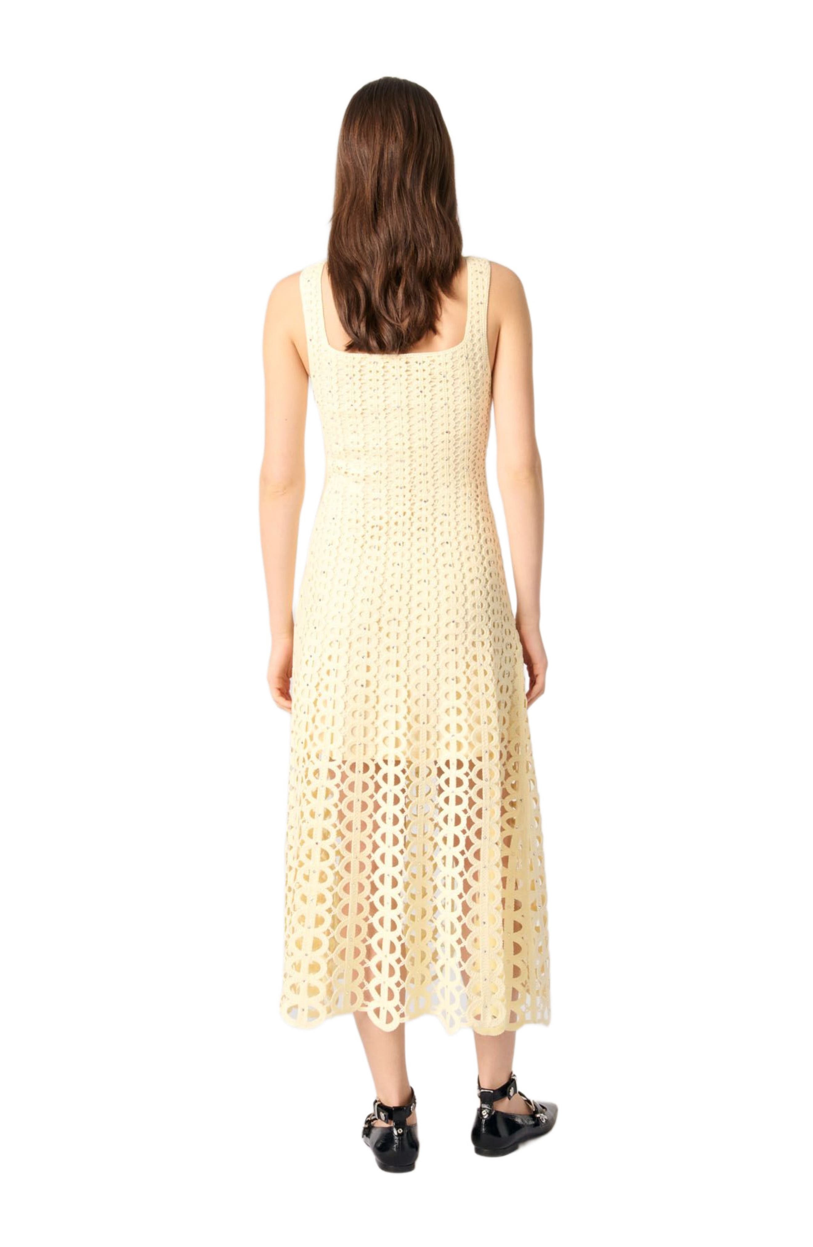 maje Rhinestone crochet midi dress in Yellow at Nordstrom - 2