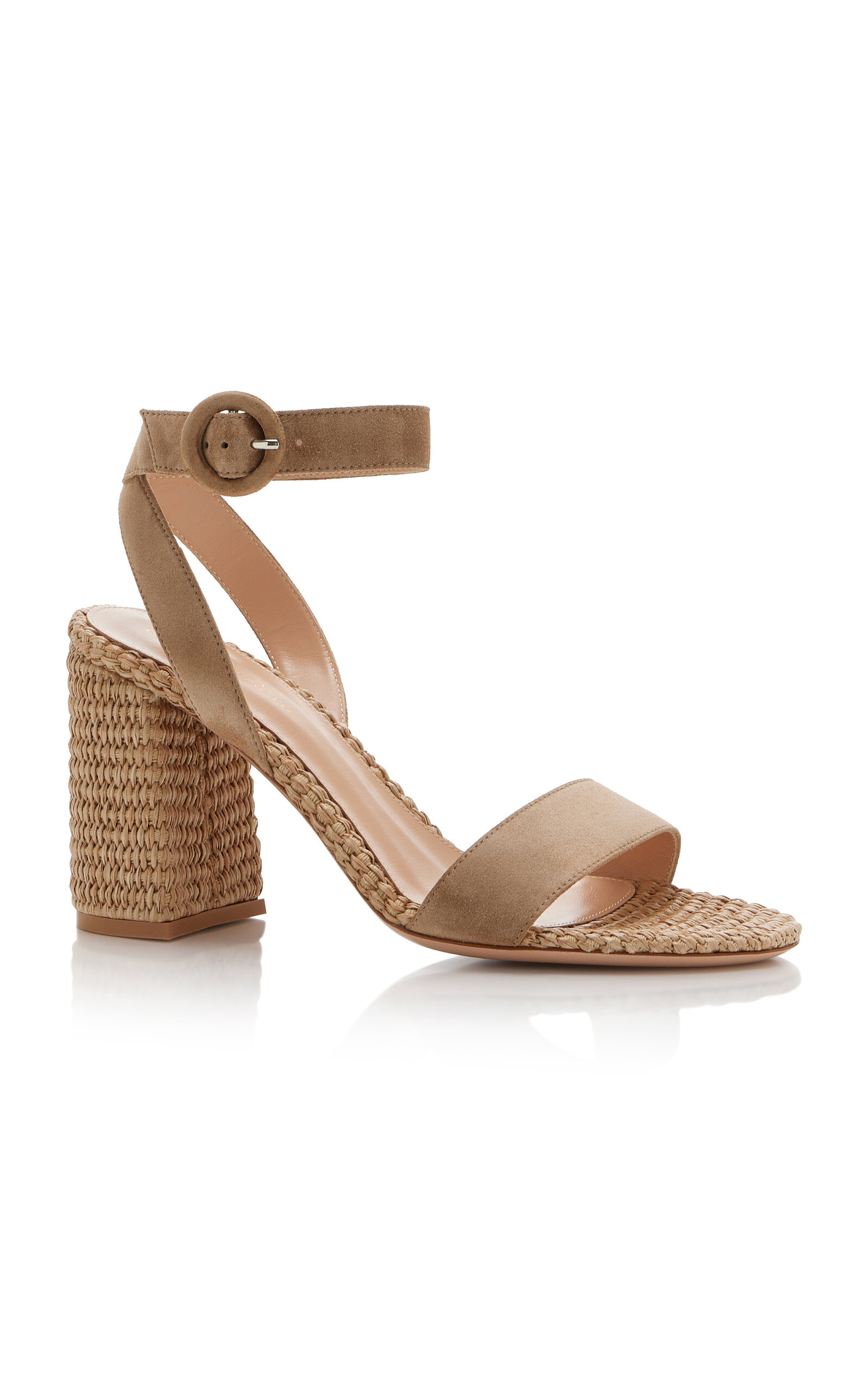 Suede and Raffia Sandals neutral - 5
