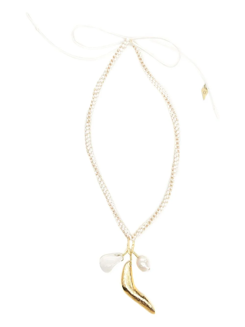 leaf-charm pearl-charms necklace - 1