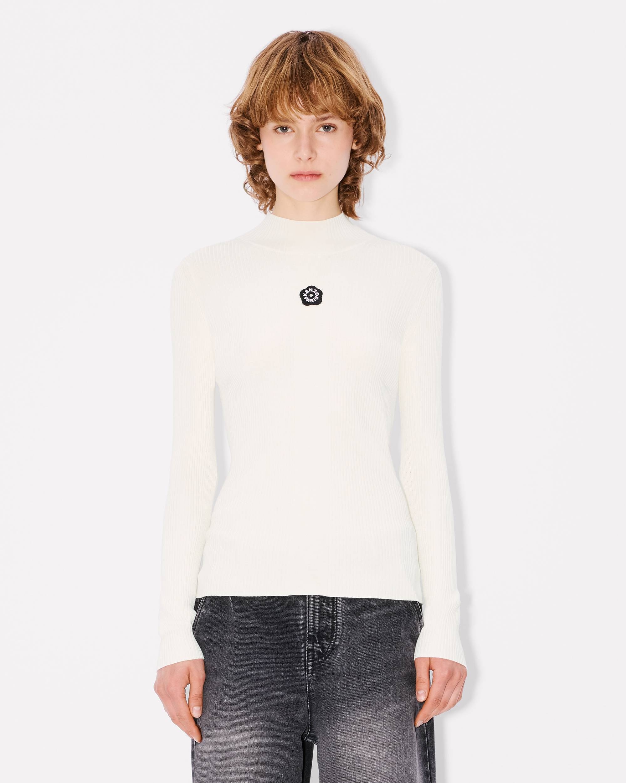'Boke Flower 2.0' embroidered long sleeve rib top - 3
