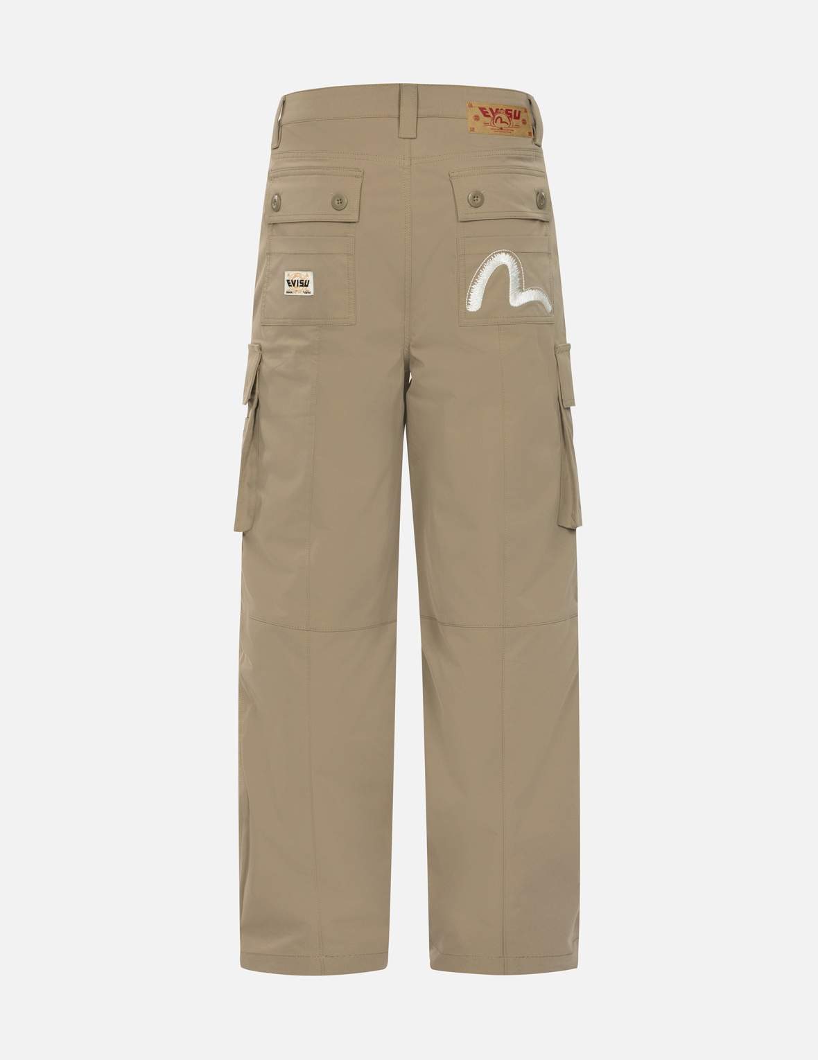 KAMON AND SEAGULL EMBROIDERY LOOSE FIT CARGO PANTS - 2
