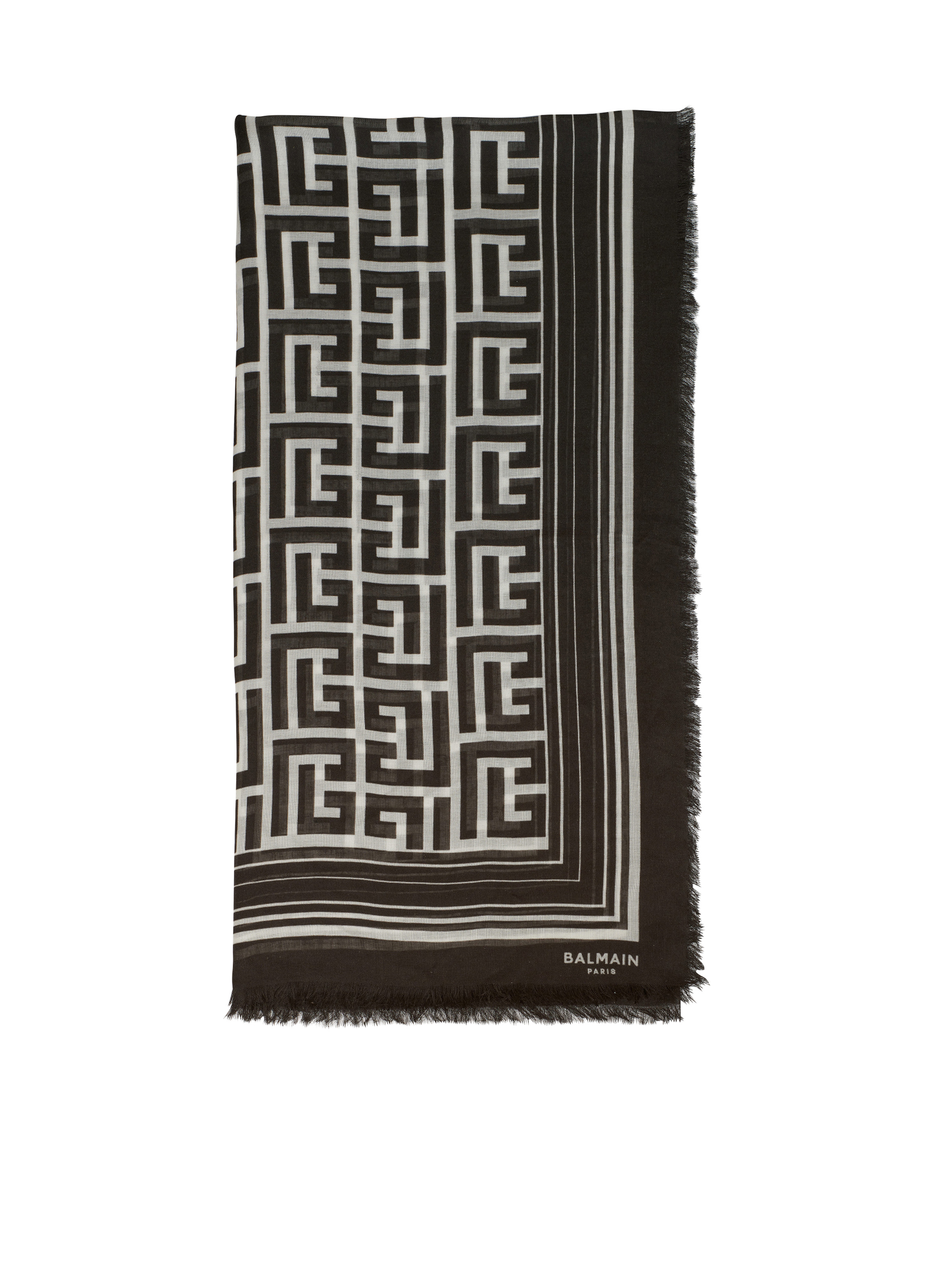 Modal scarf with Balmain monogram pattern - 1