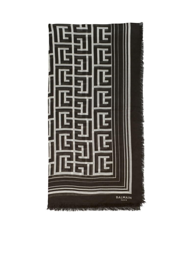 Modal scarf with Balmain monogram pattern 1