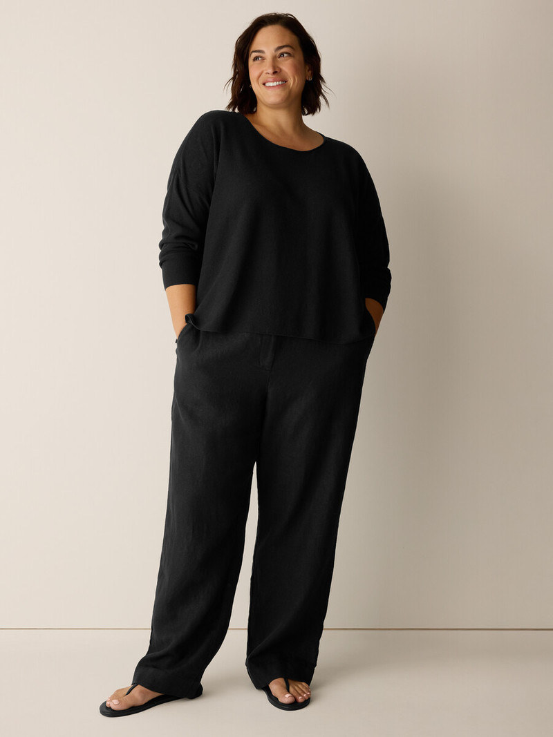 Organic Linen Cotton Jewel Neck Box-Top 6