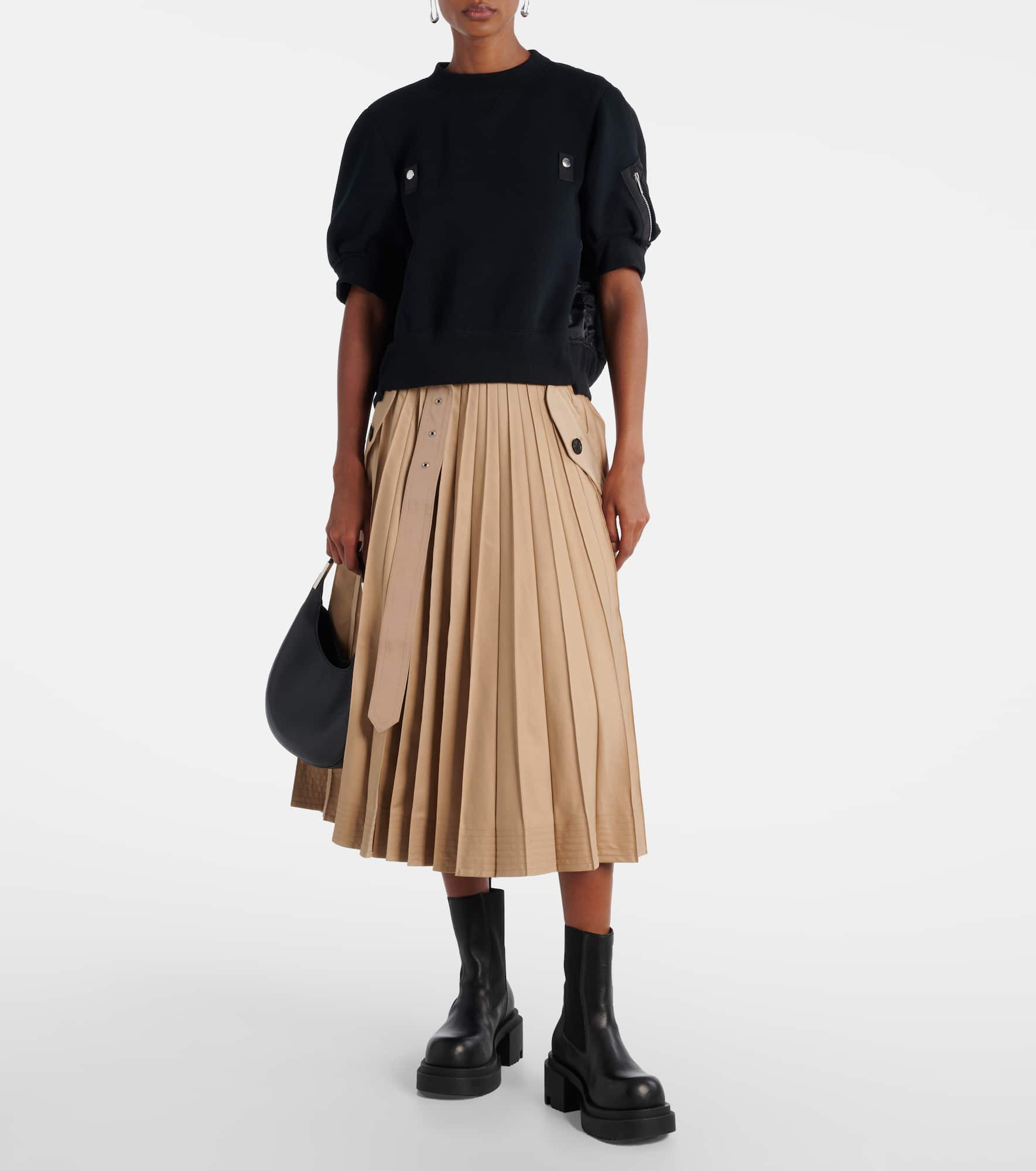Twill and jersey top - 2