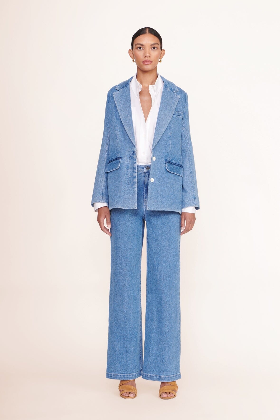 STAUD MAXWELL BLAZER MEDIUM WASH - 4