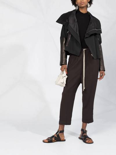 Rick Owens leather sleeve zipped jacket outlook