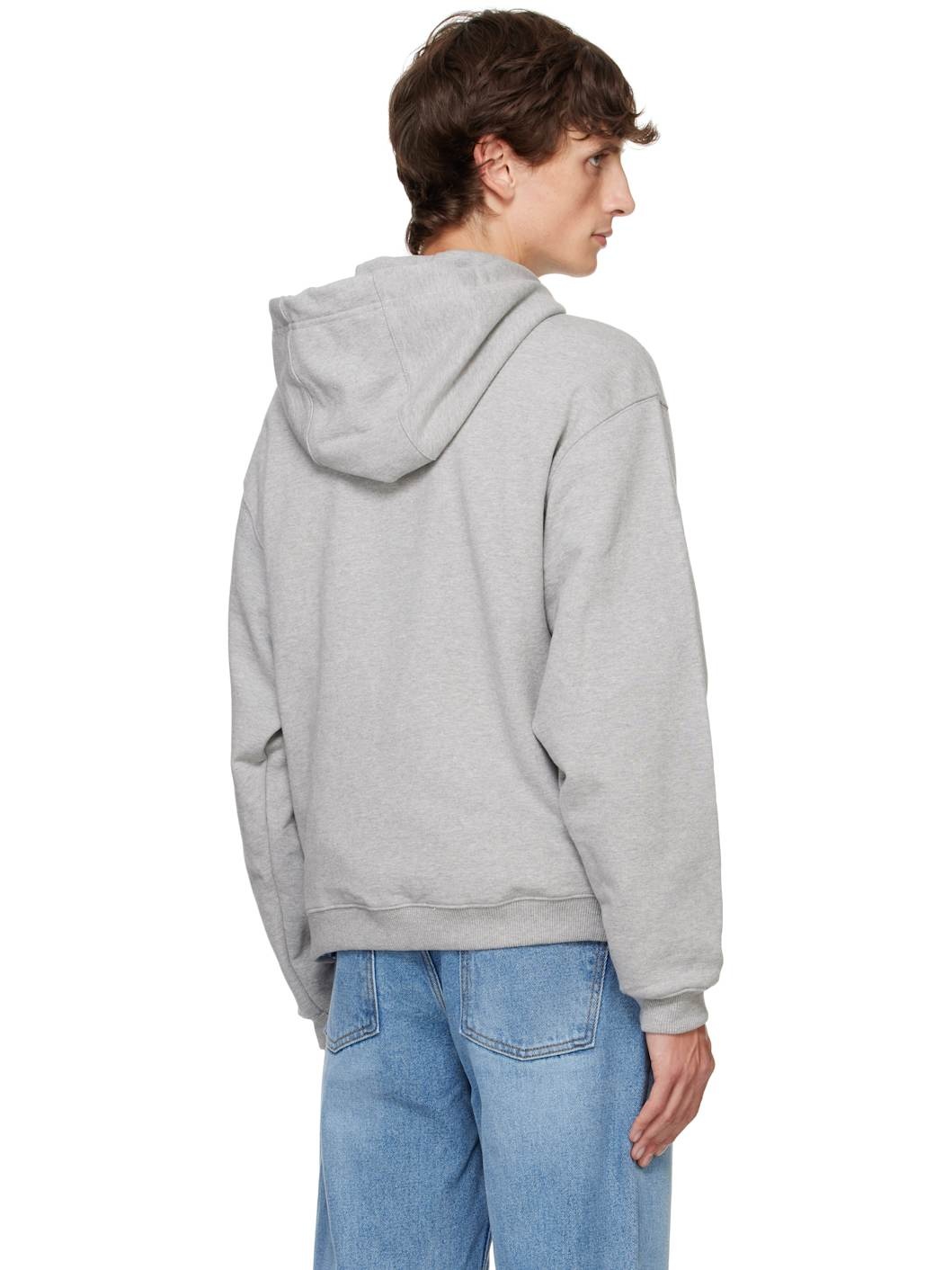 Gray Embroidered-Logo Hoodie - 3