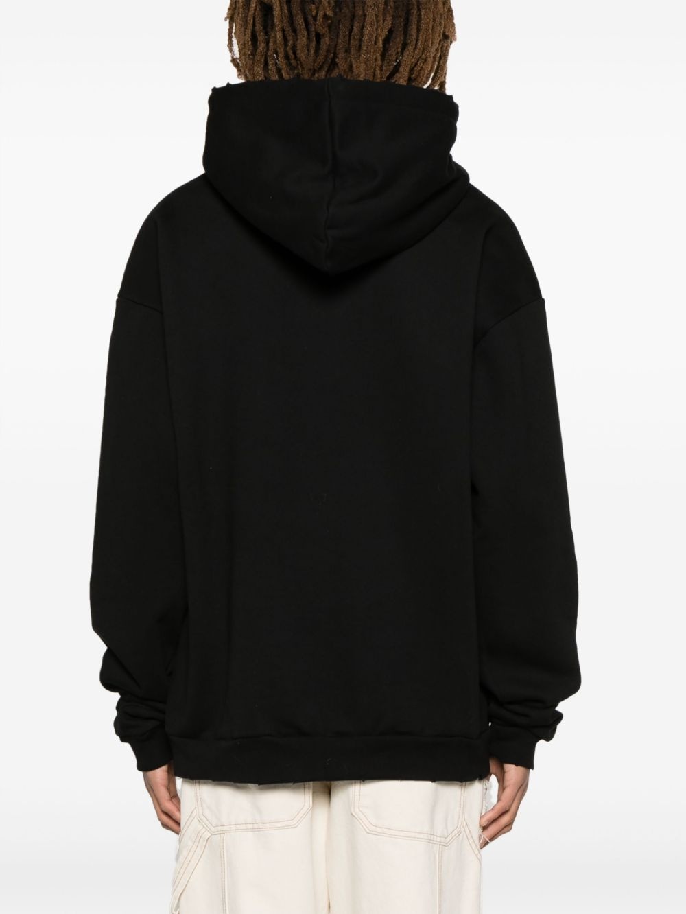 logo-print distressed cotton hoodie - 4