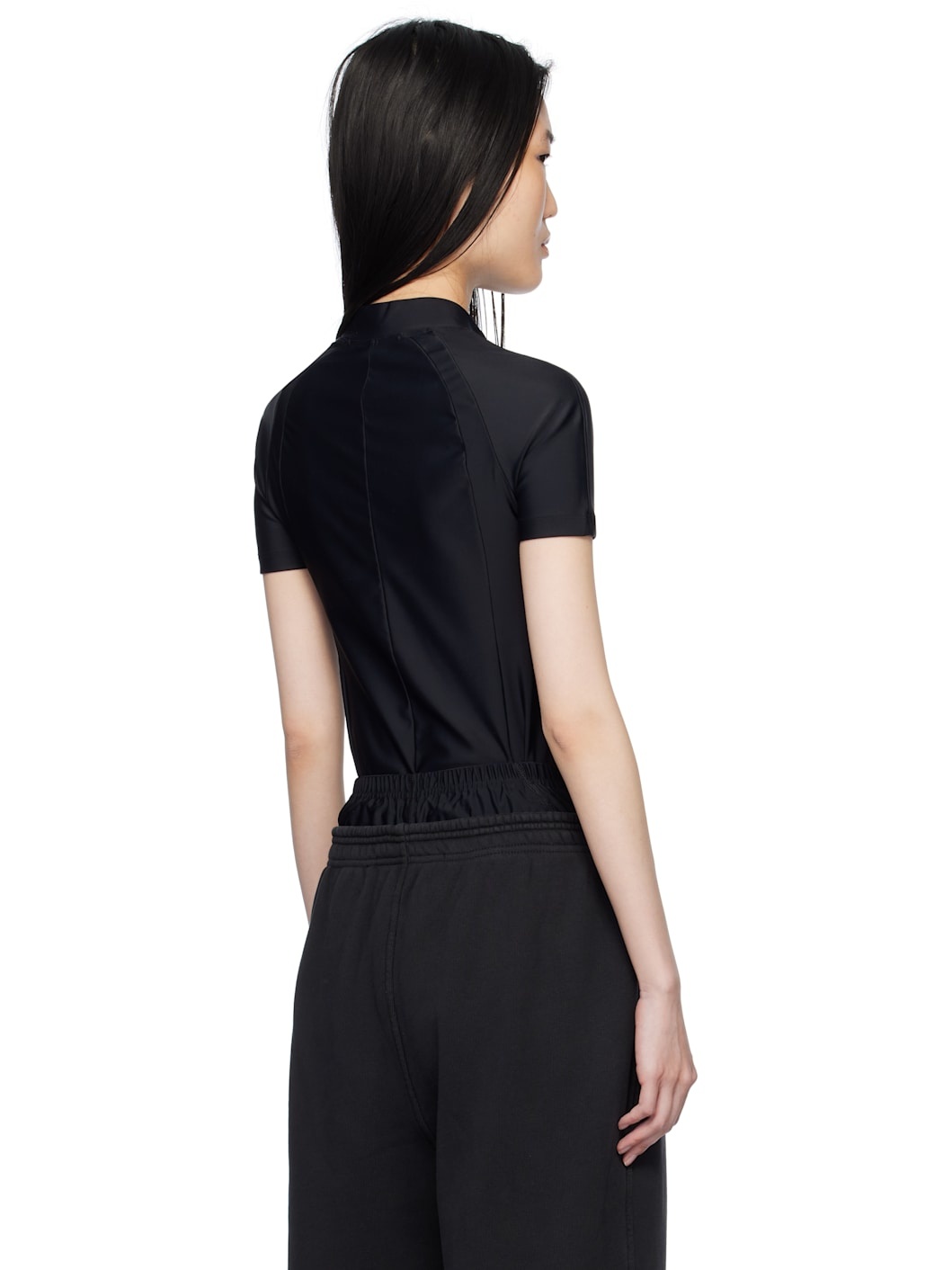 Black Logo Detailed Rash Guard - 3