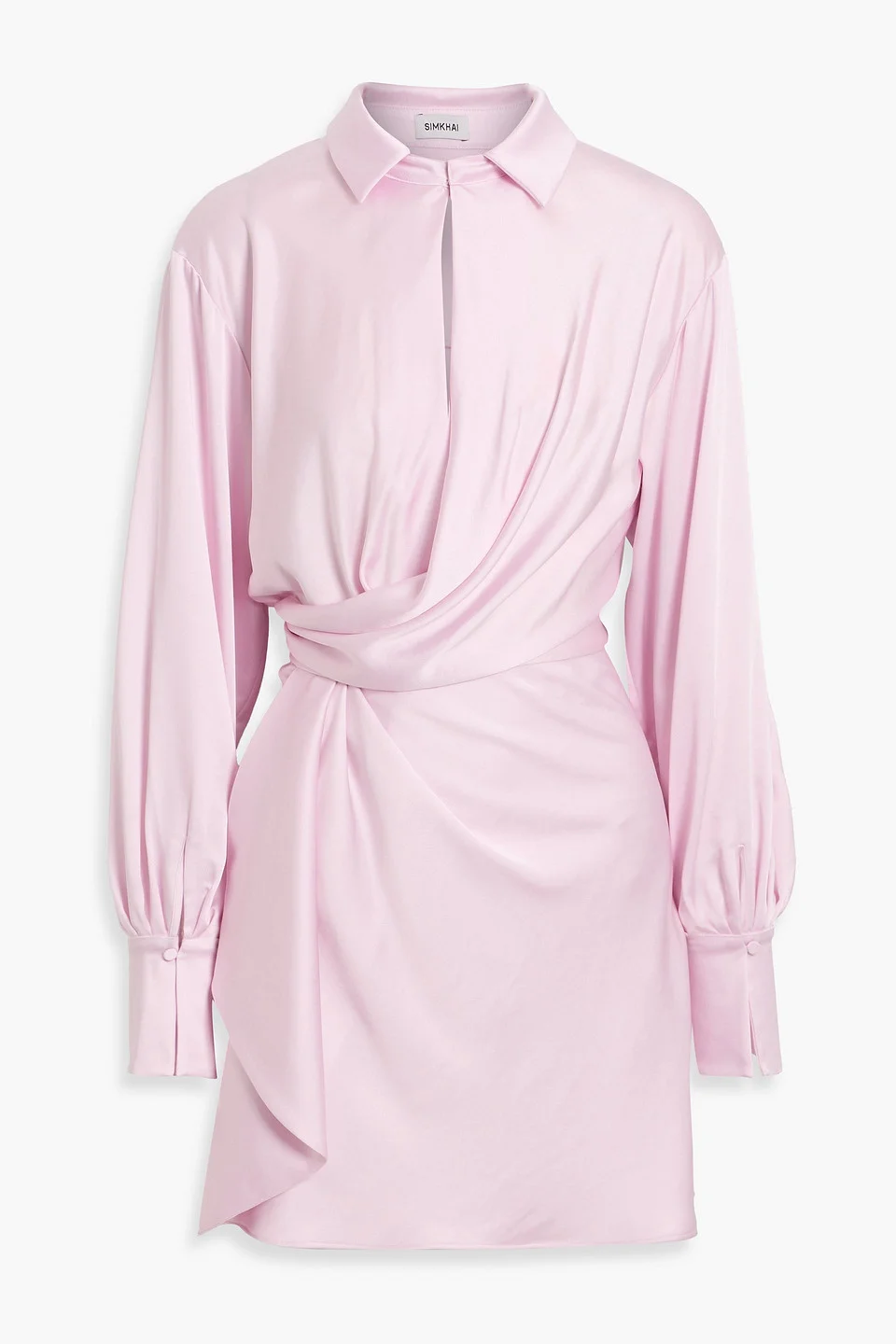 Talit wrap-effect satin mini shirt dress - 1