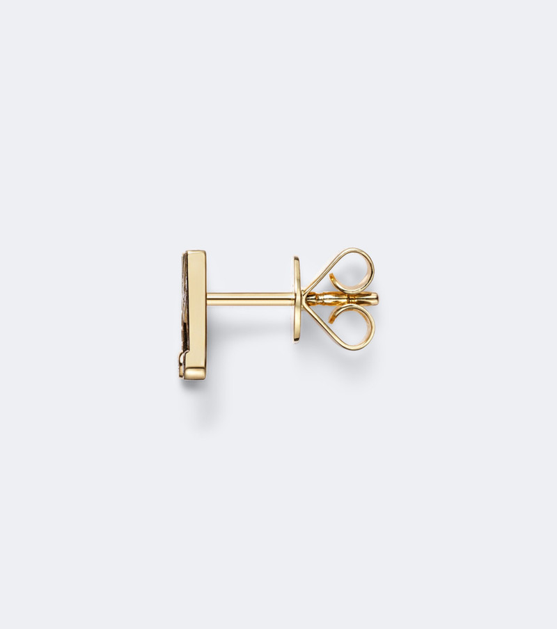 Initial Petite M 18kt gold single earring with diamonds 4