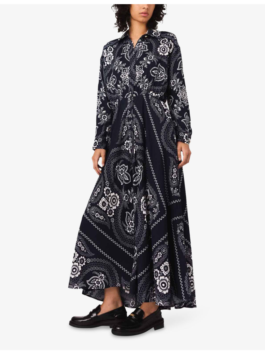 Paisley-Print Long-Sleeve Woven Maxi Dress - 2