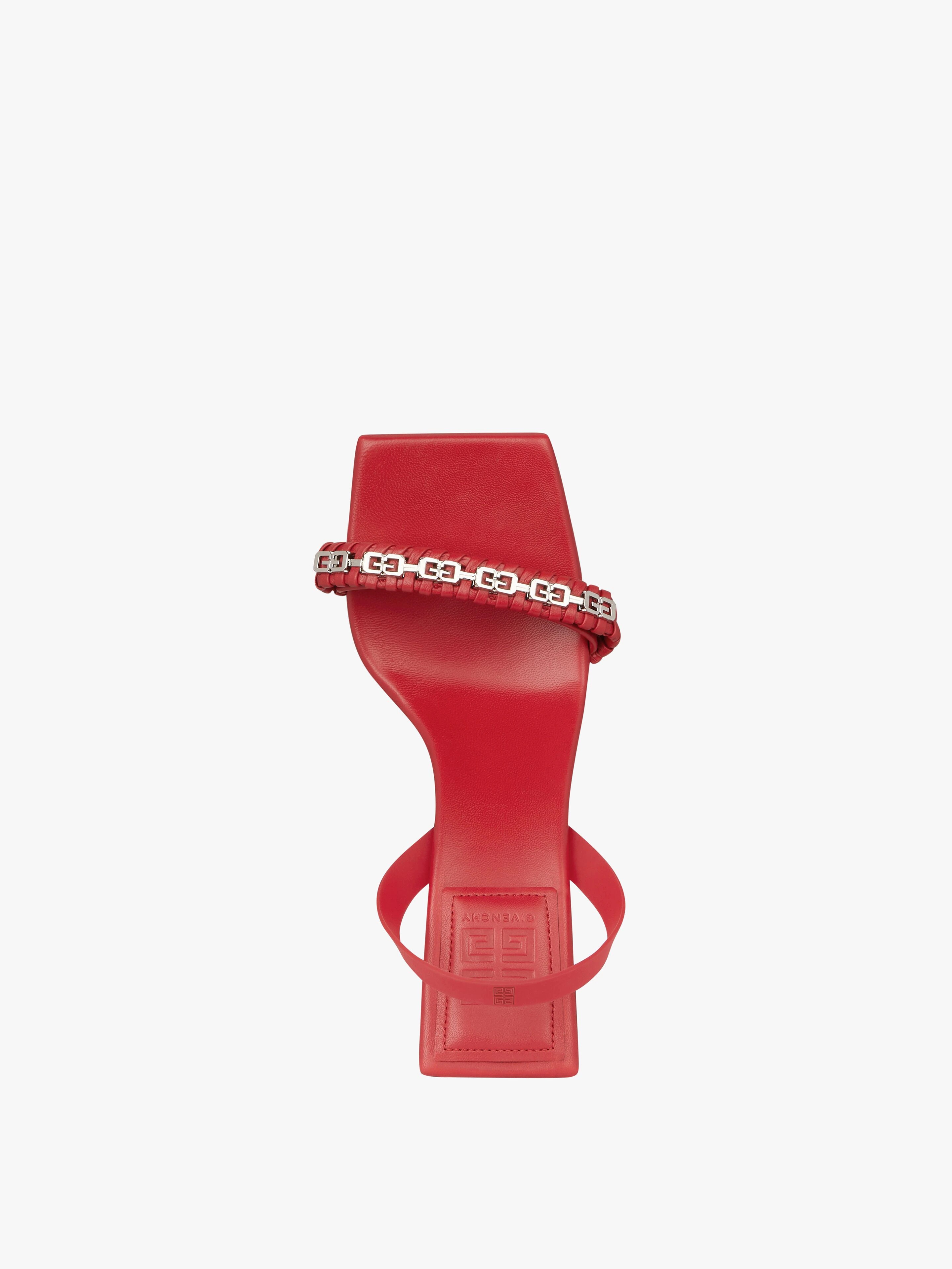 G WOVEN SANDALS IN BRAIDED LEATHER WITH CHAIN - 4