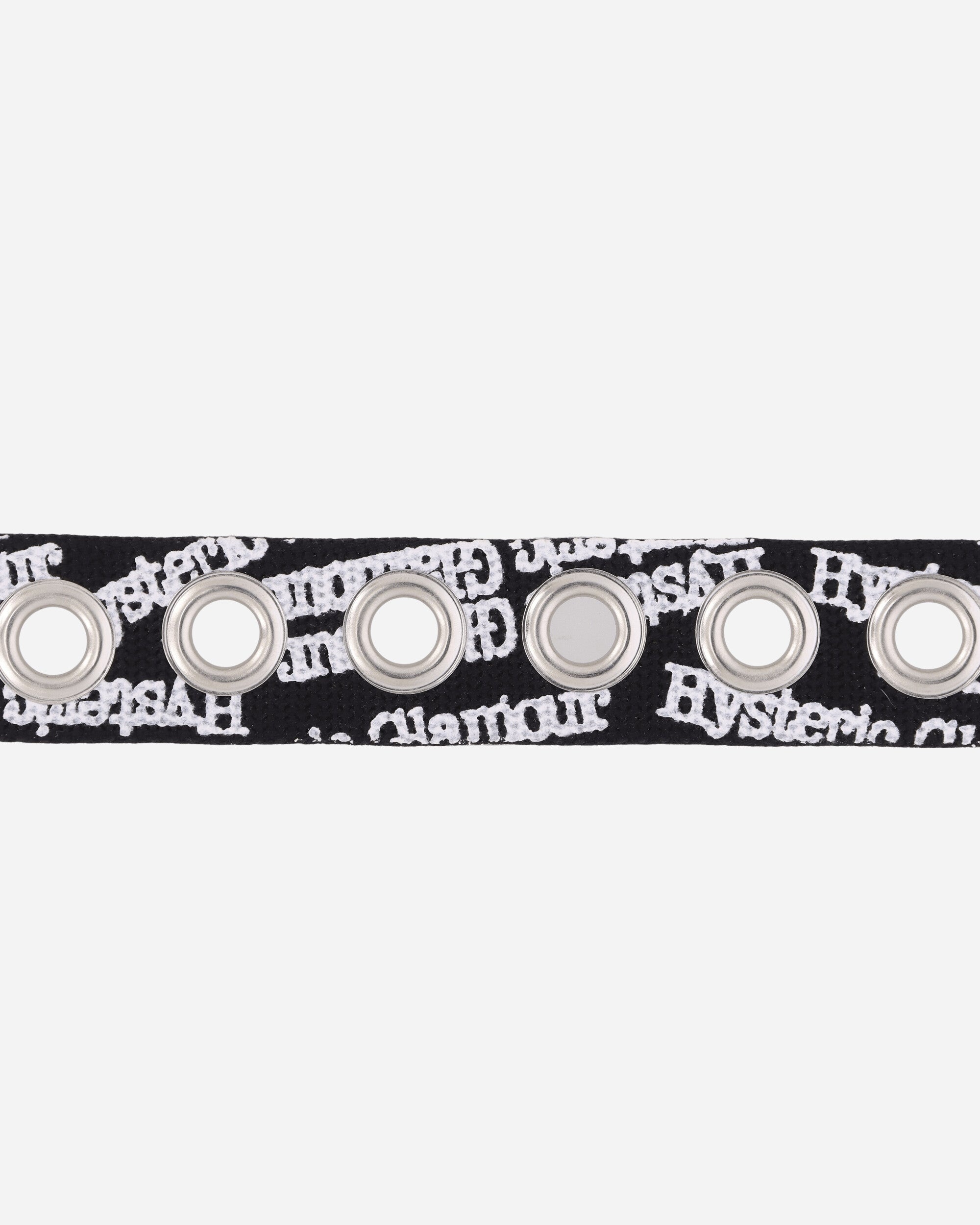Type Logo Eyelet Tape Belt Black - 6