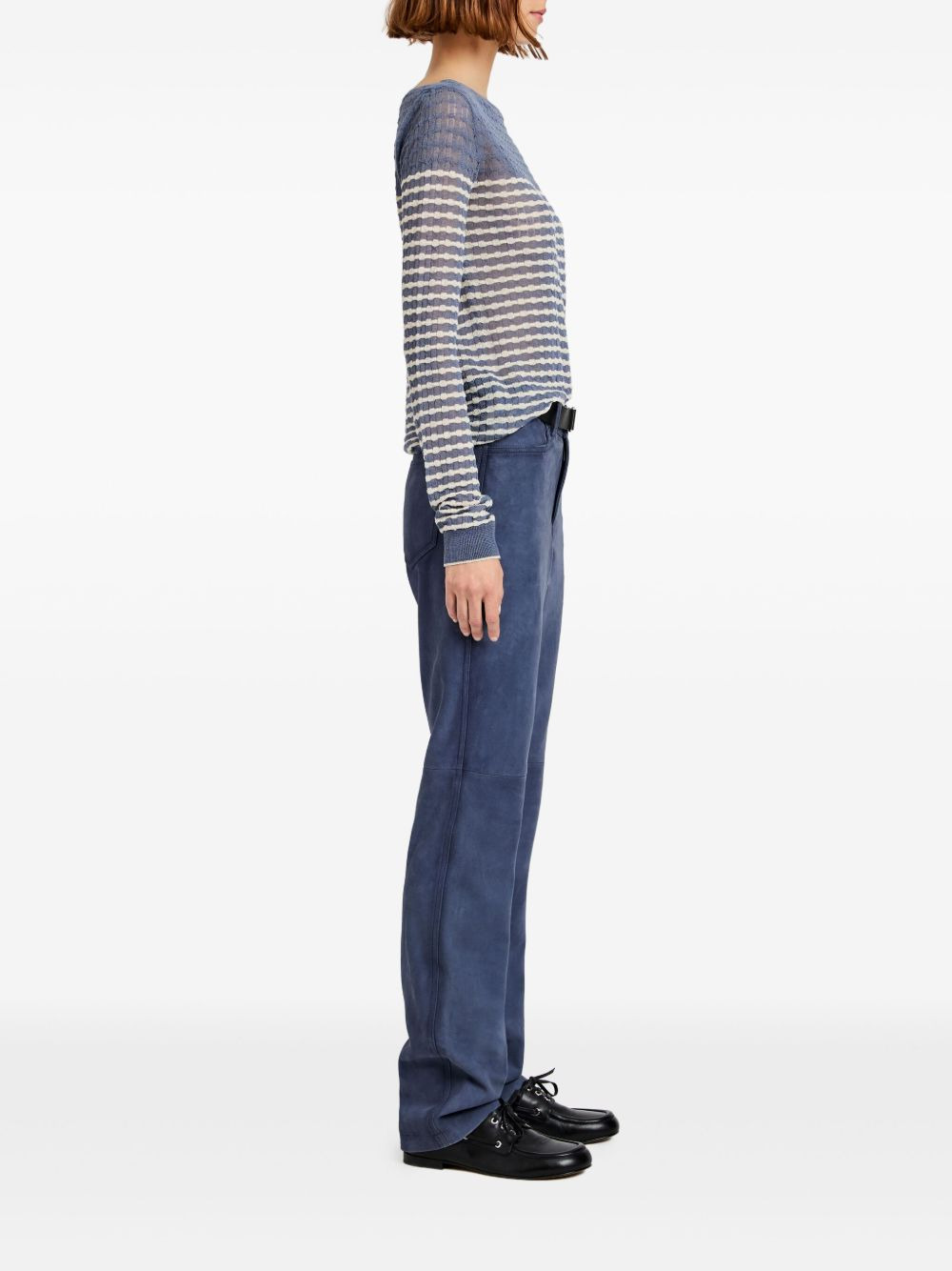 high-waisted leather trousers - 3