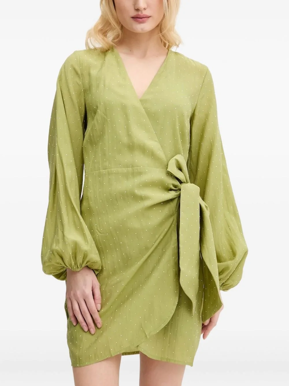 embellished mini wrap dress - 1